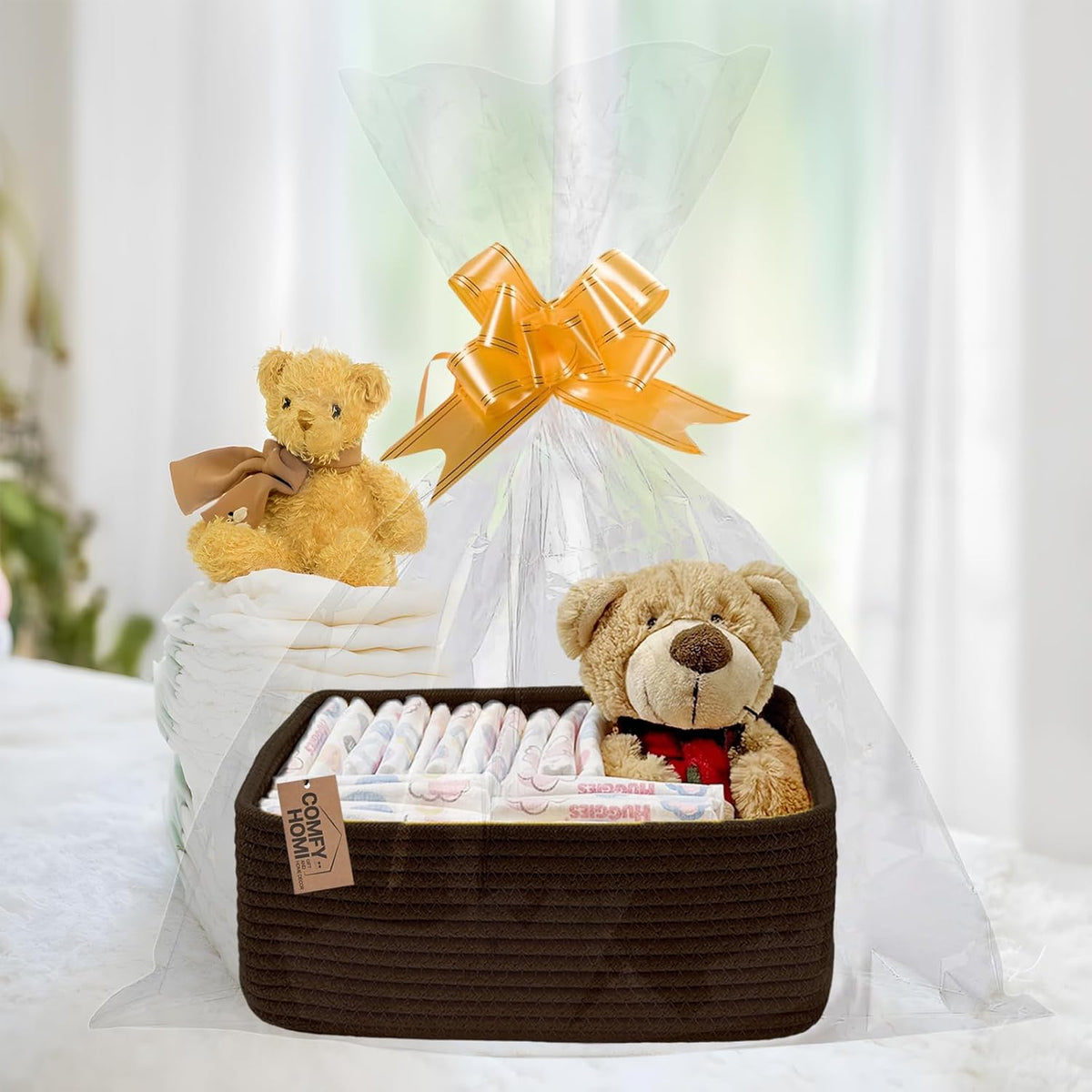 COMFY-HOMI 13" x 8.5" x 5.1" Storage Baskets for Organizing | Cotton Rope Woven Basket | Toy