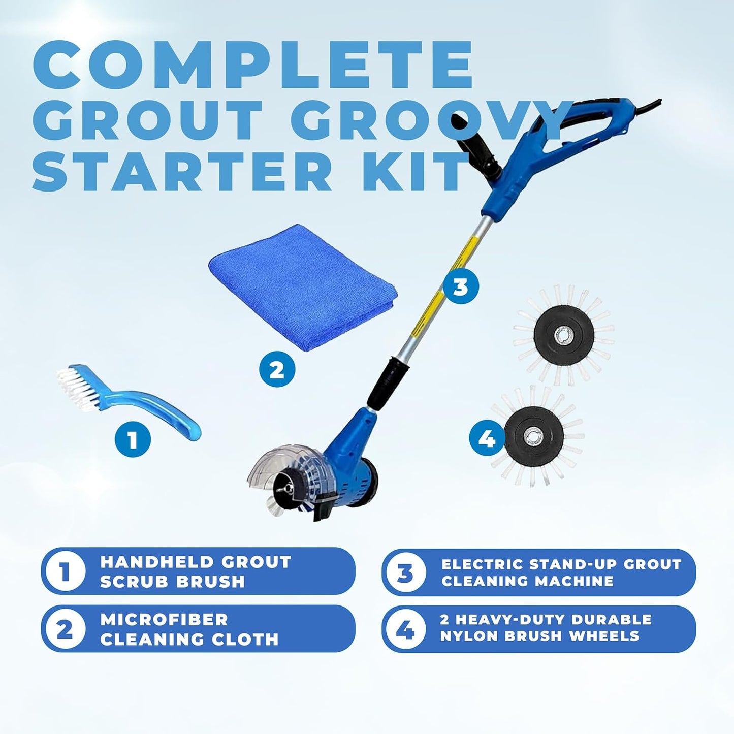 Electric Stand-Up Lightweight Grout Cleaning Machine – Easy-to-Use Tile Grout Cleaner for Deep