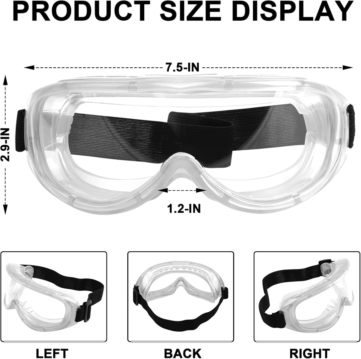 OXG 6 Pack Protective Safety Goggles Anti-Fog, Adjustable Chemical Splash Eye Protection Science