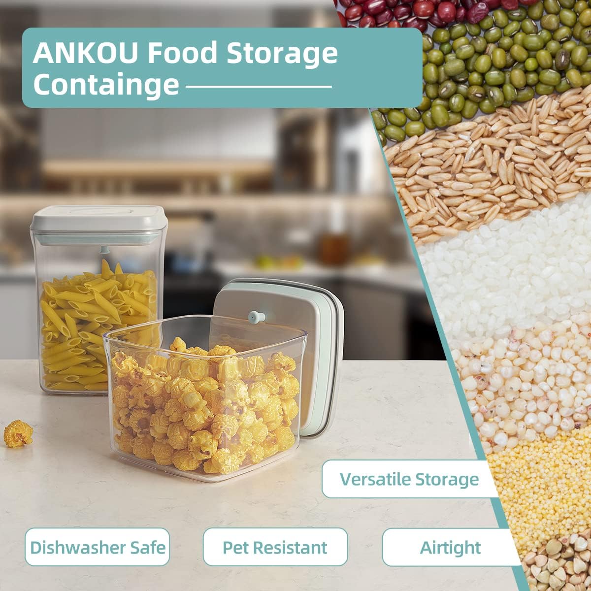 Ankou Airtight Container Set (1000ml 4 Pcs) Stackable One Press Openning Food Containers for Snacks