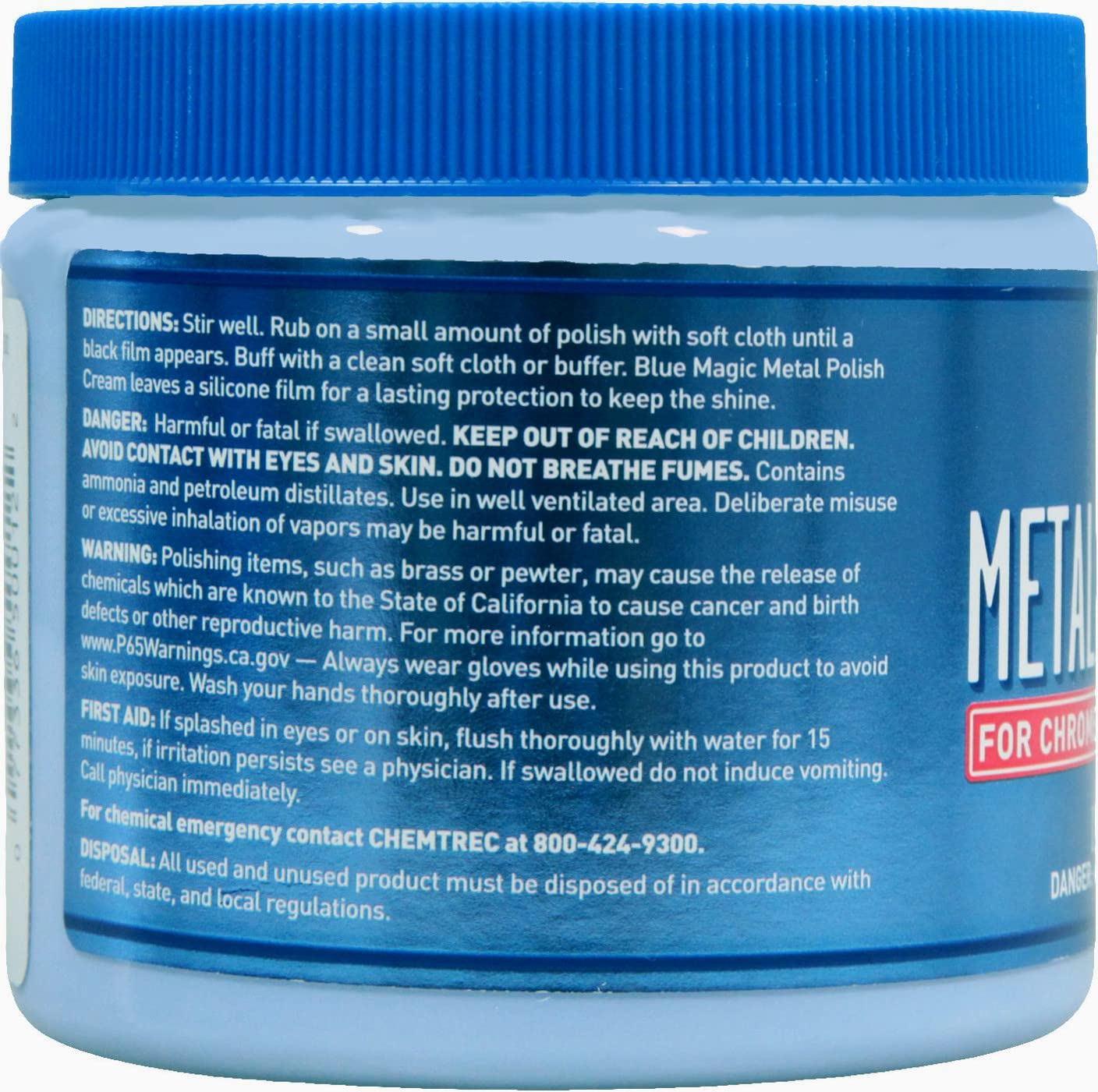 Blue Magic 500-06 Metal Polish Cream Non-Abrasive Tarnish and Oxidation Remover for Chrome