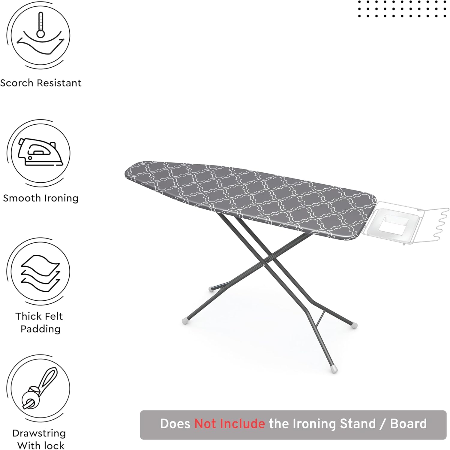 Encasa XO Ironing Board Cover and Pad 49"x18" - Thick 3mm Felt Padding, Drawstring Tightening &