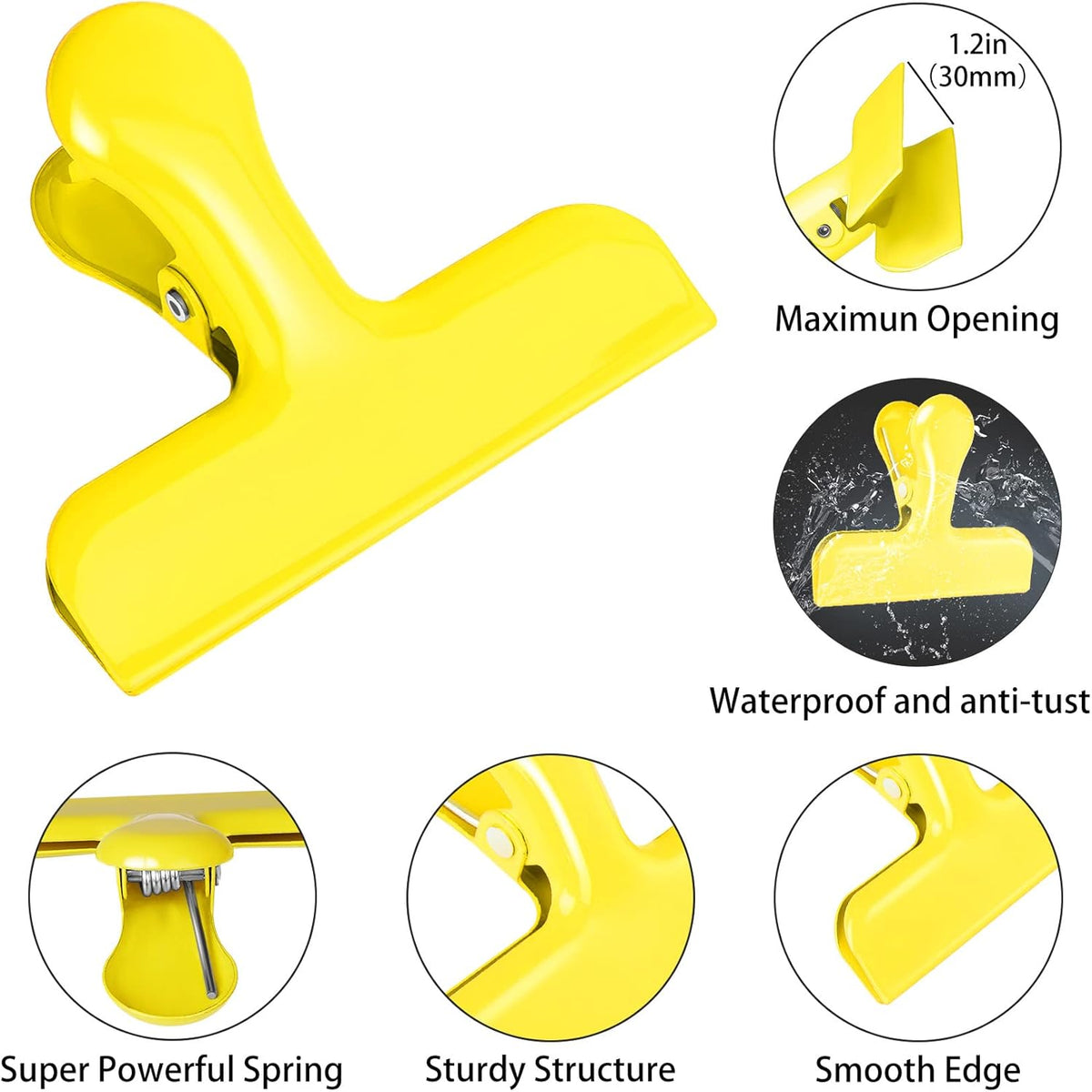 Bag Clips Heavy Duty Stainless Steel Chip Clips, Food Bags Clamp Great for Kitchen Office to Seal