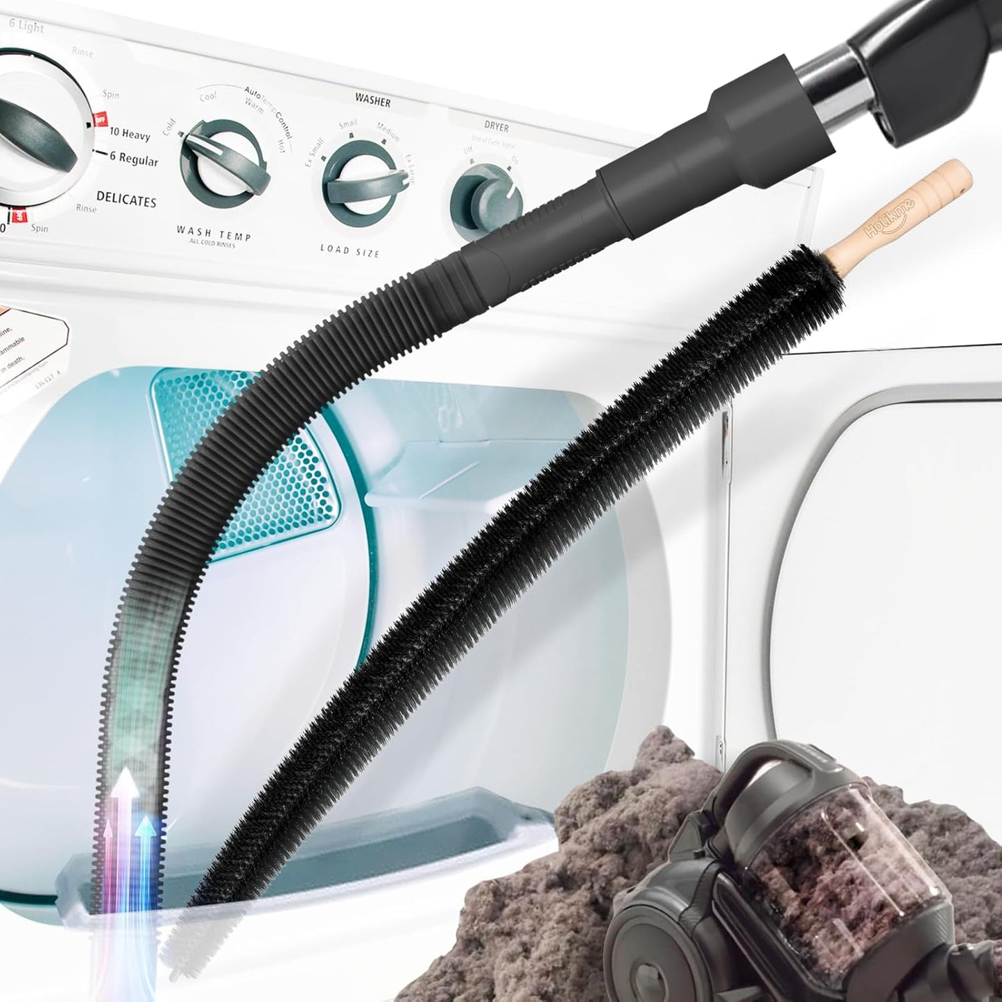 Holikme 2 Pieces Dryer Vent Cleaner Kit, Dryer Lint Vacuum Attachment and Flexible Dryer Lint