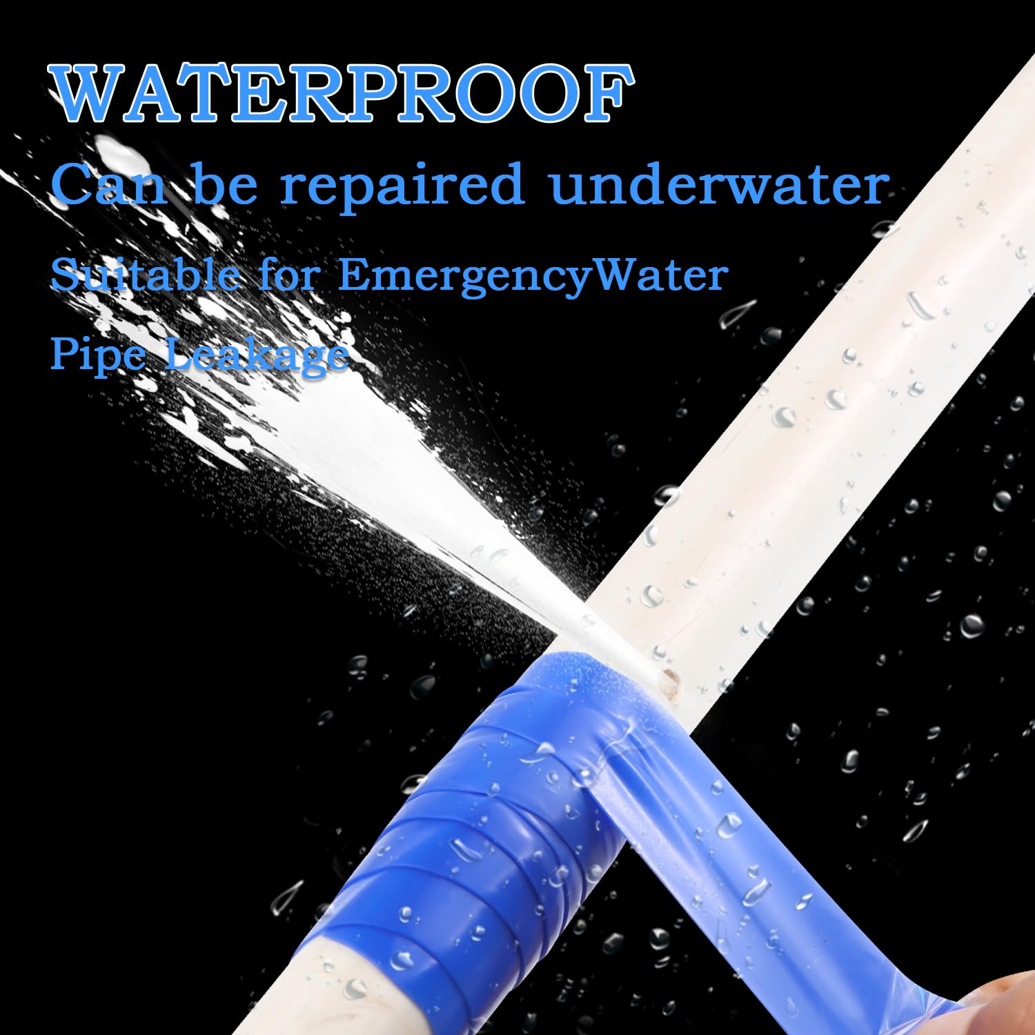 Self Fusing Silicone Tape 1 in x 5' Blue Waterproof Rubber Leak Proof Sealing Silicone Rubber