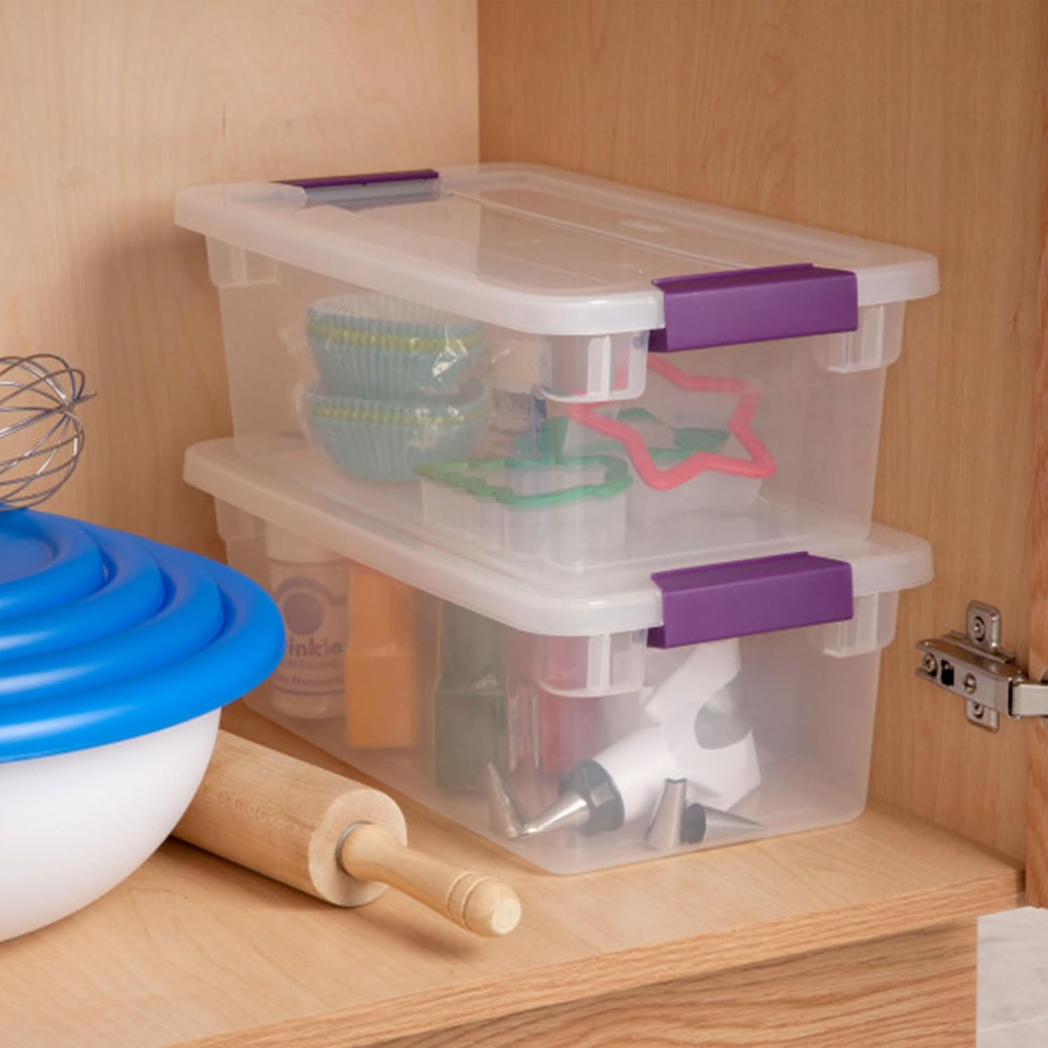Sterilite 24-Pack 6 Quart ClearView Latch Box, Stackable Organizer Bins with Latching Lids - Clear