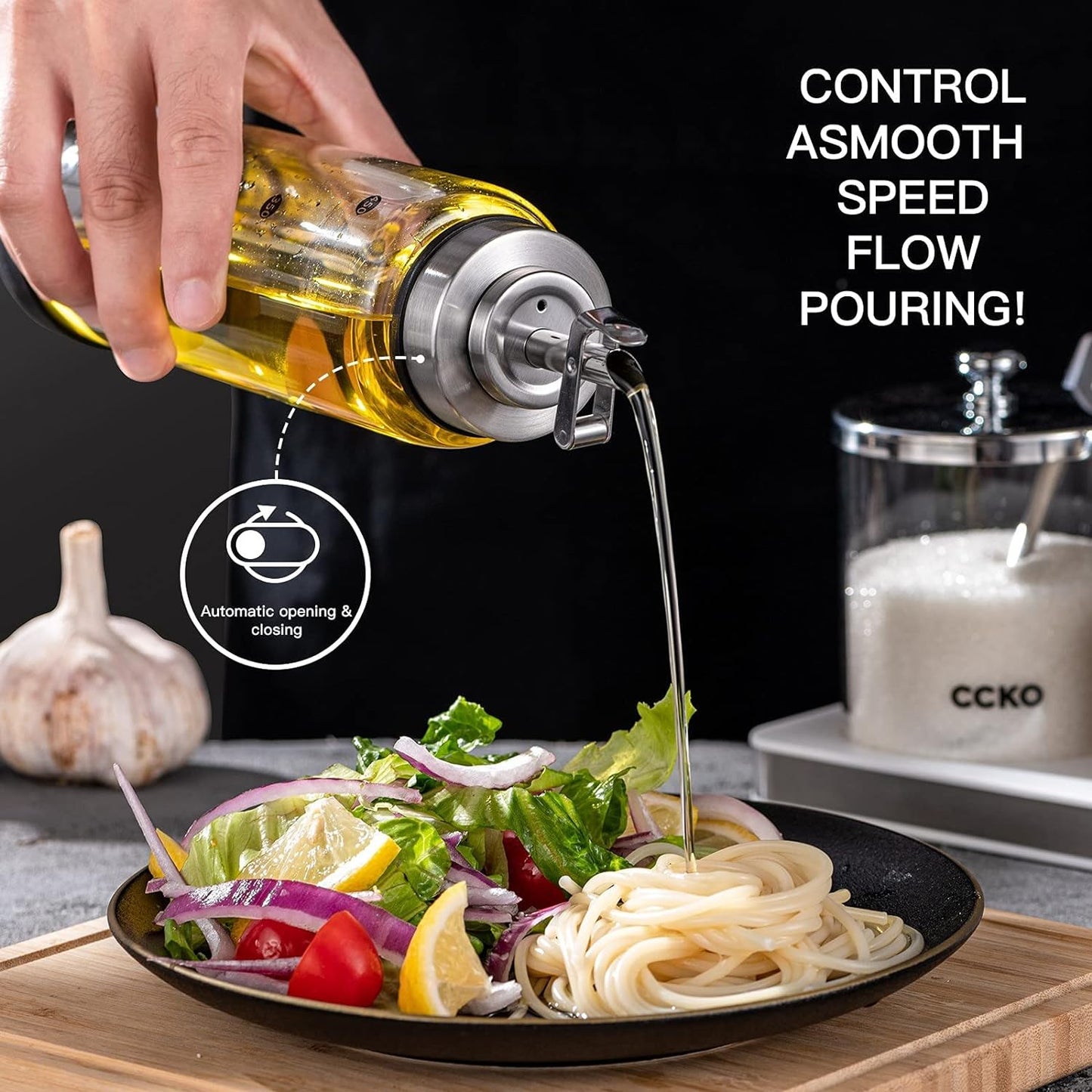Glass Olive Oil Dispenser Bottle Shatterproof and Leakproof with Stainless Steel Spouts High