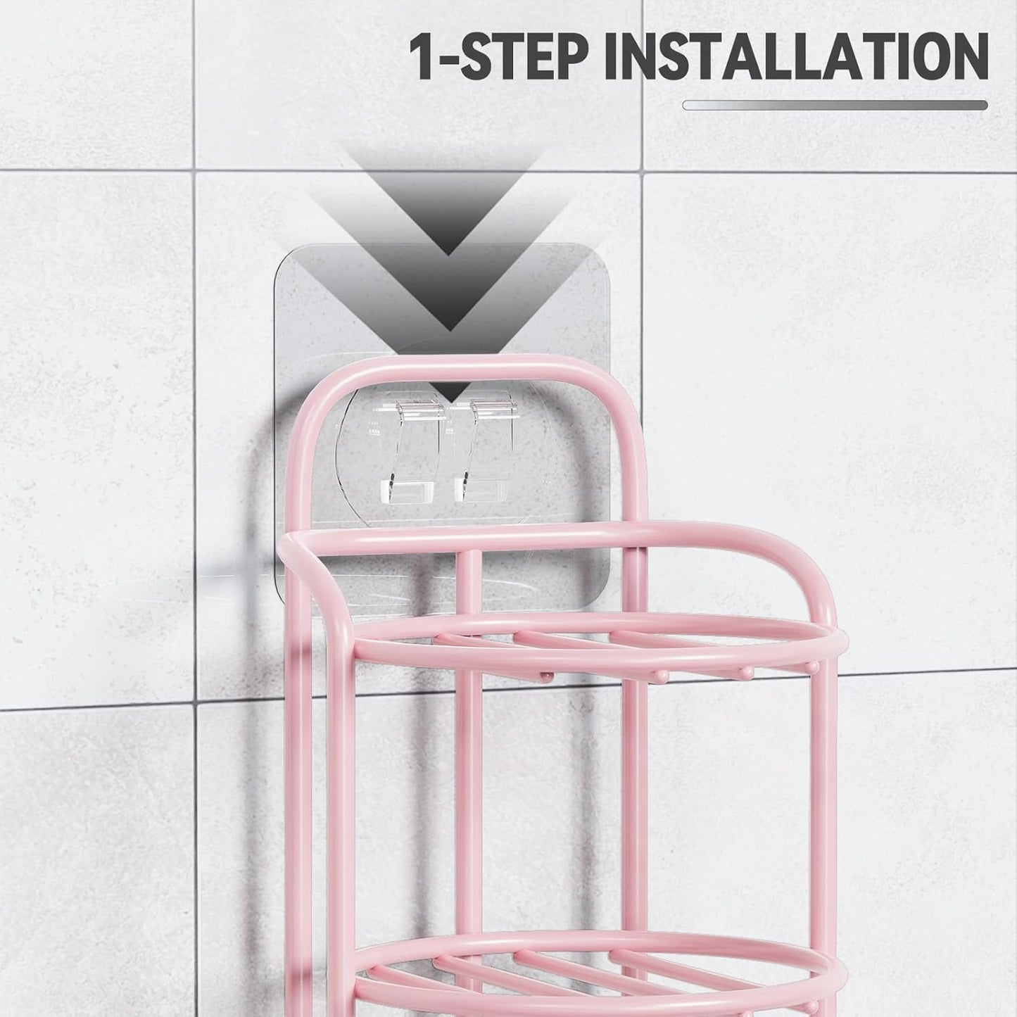 Pink 3-Tier Shower Soap Shampoo Bar Holder, Self Adhesive & Freestanding Draining Soap Dish Caddy