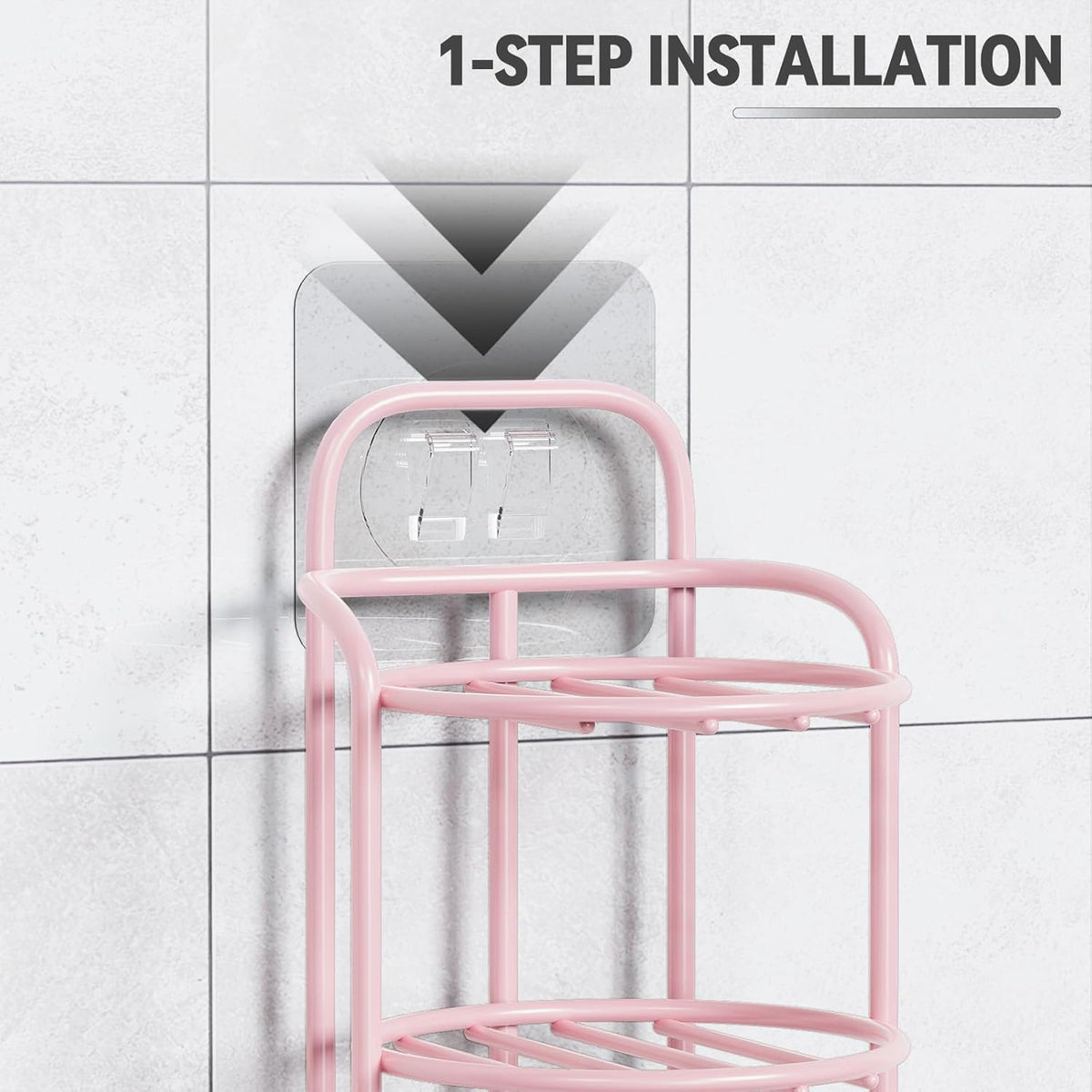 Pink 3-Tier Shower Soap Shampoo Bar Holder, Self Adhesive & Freestanding Draining Soap Dish Caddy