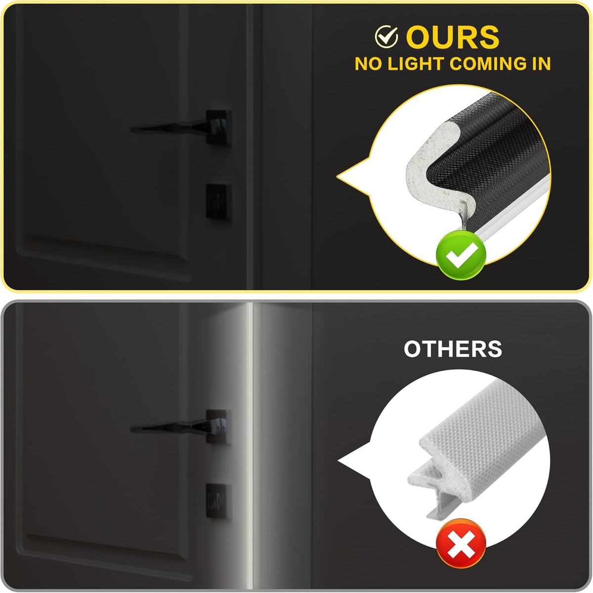 Weather Stripping Door Seal Strip - Soundproof Q-Shaped Foam for Exterior Door Frame, Large Gap