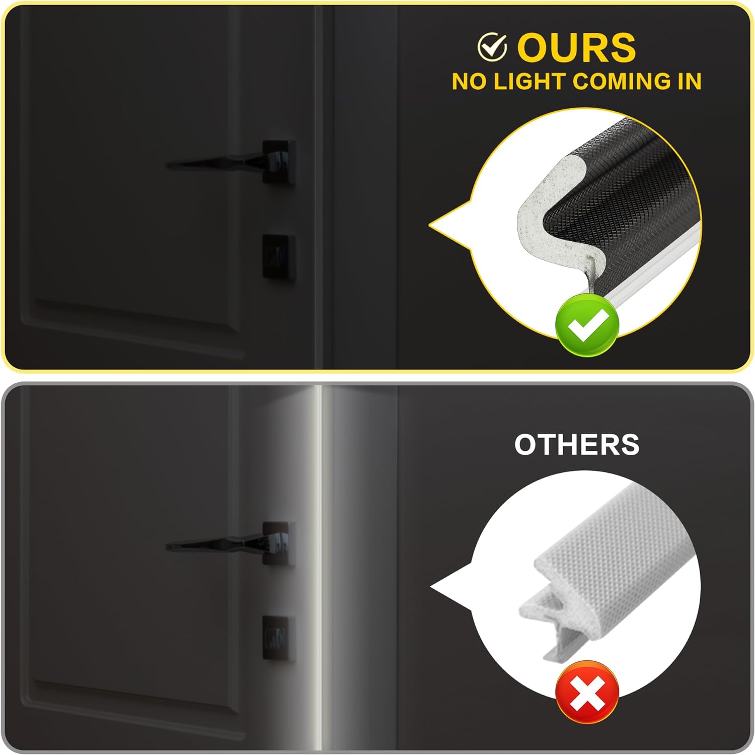Weather Stripping Door Seal Strip - Soundproof Q-Shaped Foam for Exterior Door Frame, Large Gap