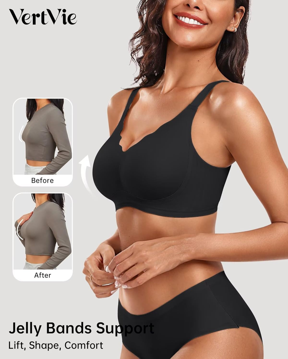 Vertvie Womens Seamless Bras No Underwire Supportive Wireless Push Up Full Coverage Bralette