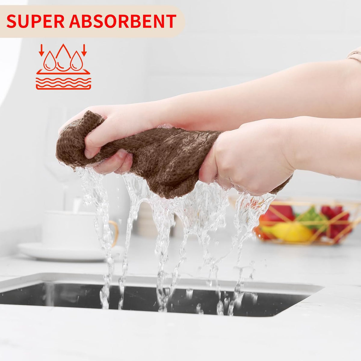 Homaxy 100% Cotton Waffle Weave Kitchen Dish Cloths, Ultra Soft Absorbent Quick Drying Dish Towels