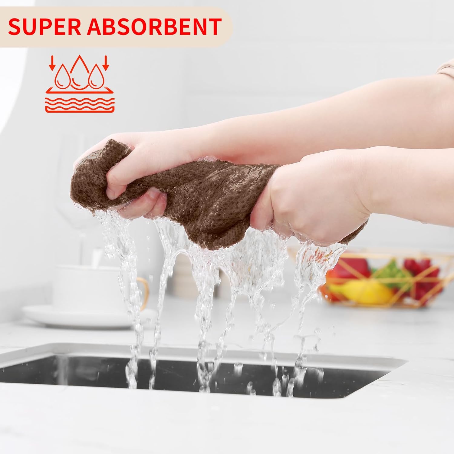 Homaxy 100% Cotton Waffle Weave Kitchen Dish Towels, Ultra Soft Absorbent Quick Drying Cleaning