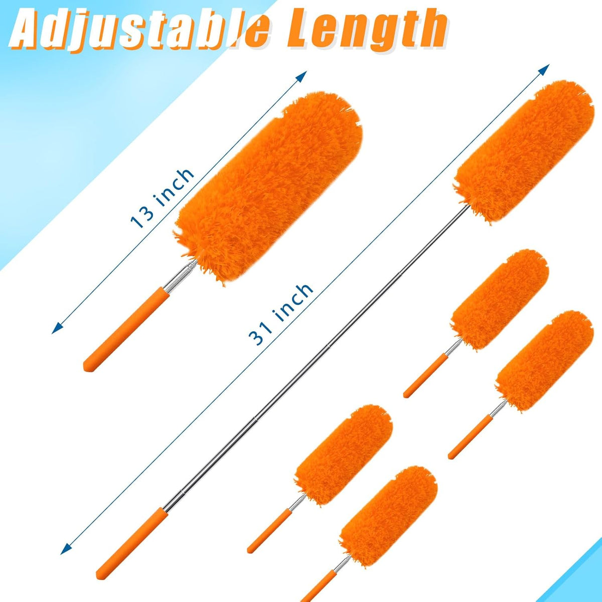 Tanlade 12 Pcs Microfiber Feather Duster for Cleaning 13-31 Inch Extendable Cobweb Dusters Ceiling