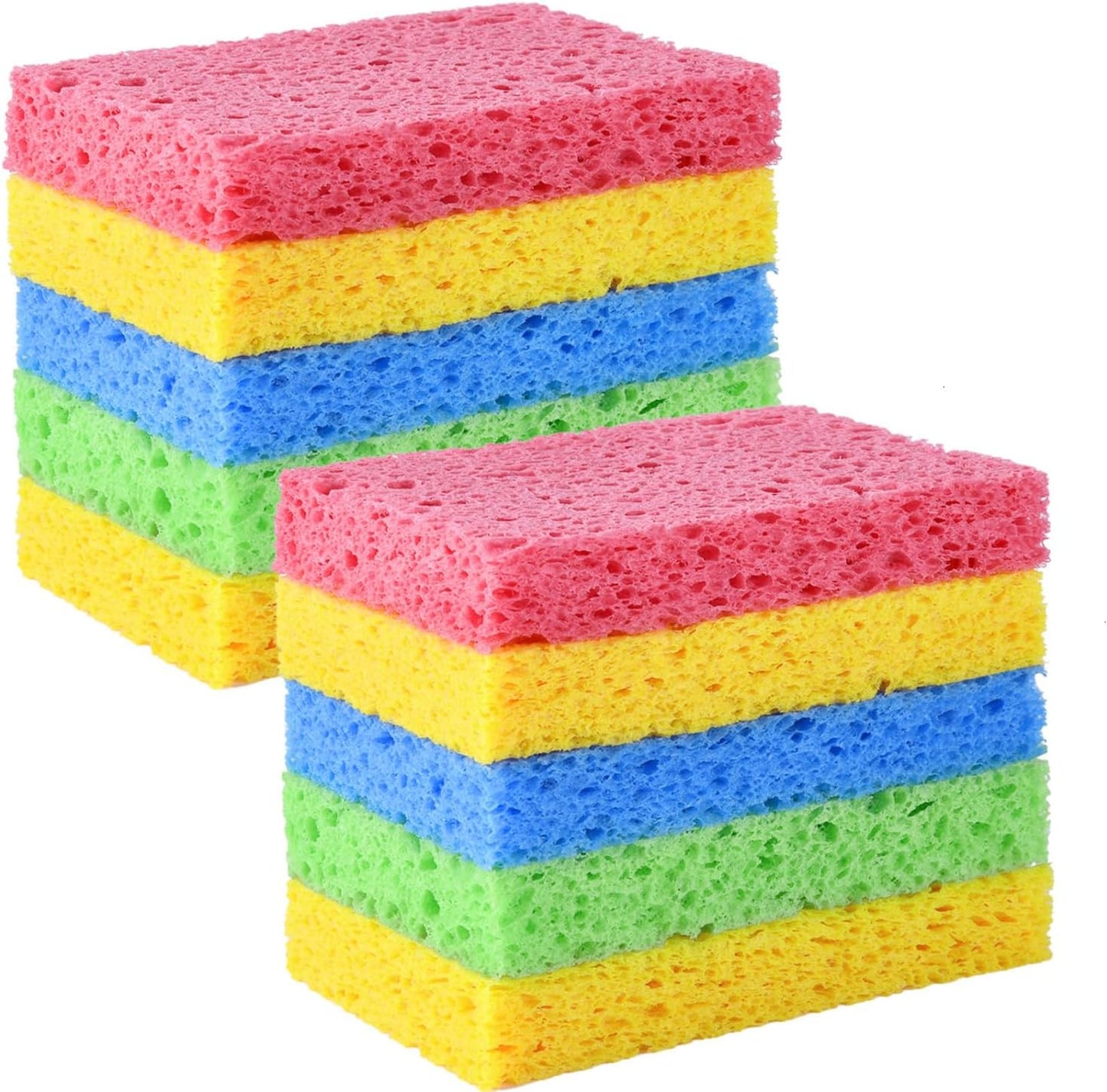 YoleShy Sponge Kitchen Natural Cellulose Sponges 10 Pack Compressed Sponges for Cleaning Reusable