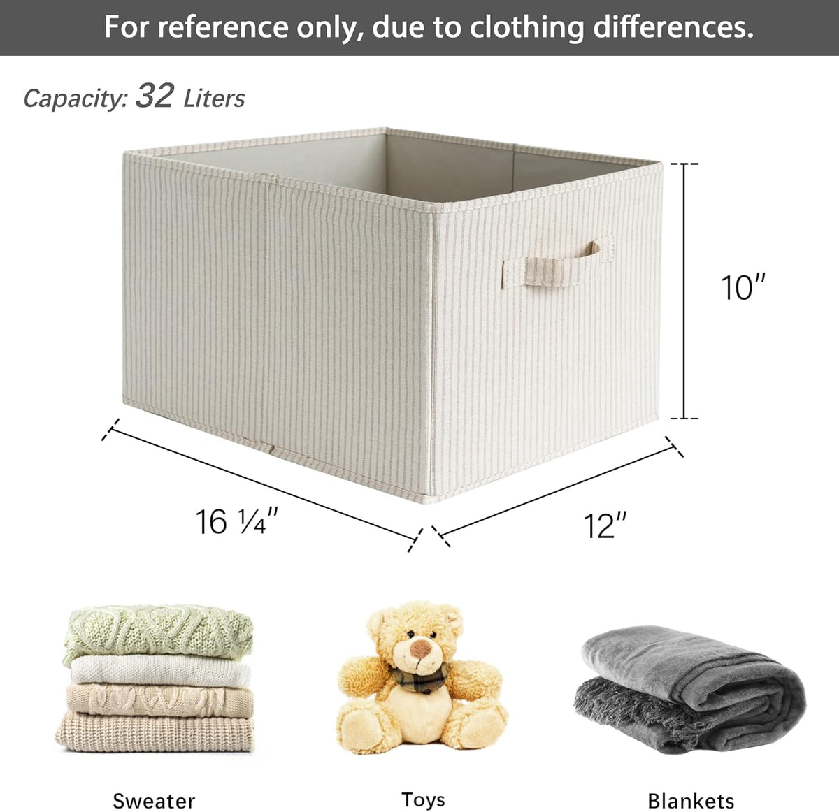 StorageWorks Storage Baskets for Shelves, Foldable Fabric Closet Storage Bins with Handles, Fabric