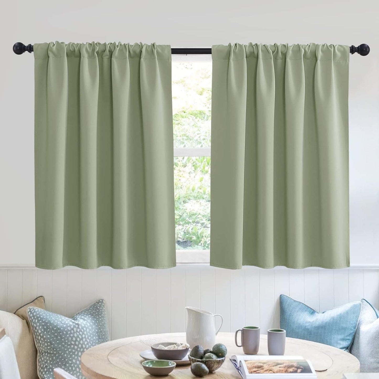 RYB HOME Bedroom Curtains Short - Blackout Privacy Energy Saving Farmhouse Curtains for RV Bunk