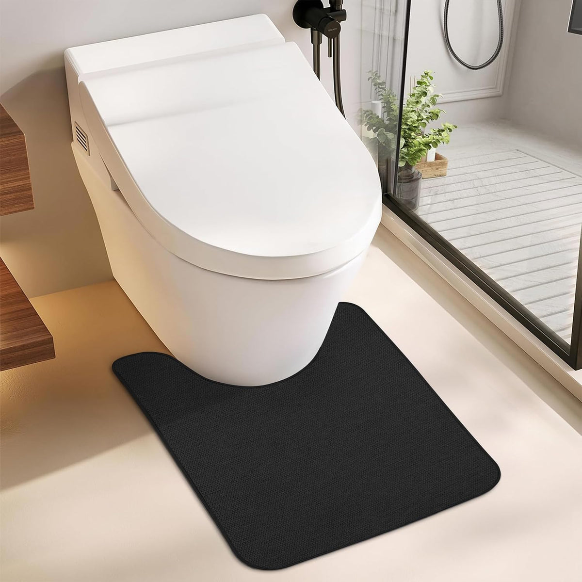 Toilet Rugs U Shaped Bathroom Rug,Machine Washable Non Slip Quick Dry Super Absorbent Ultra Thin