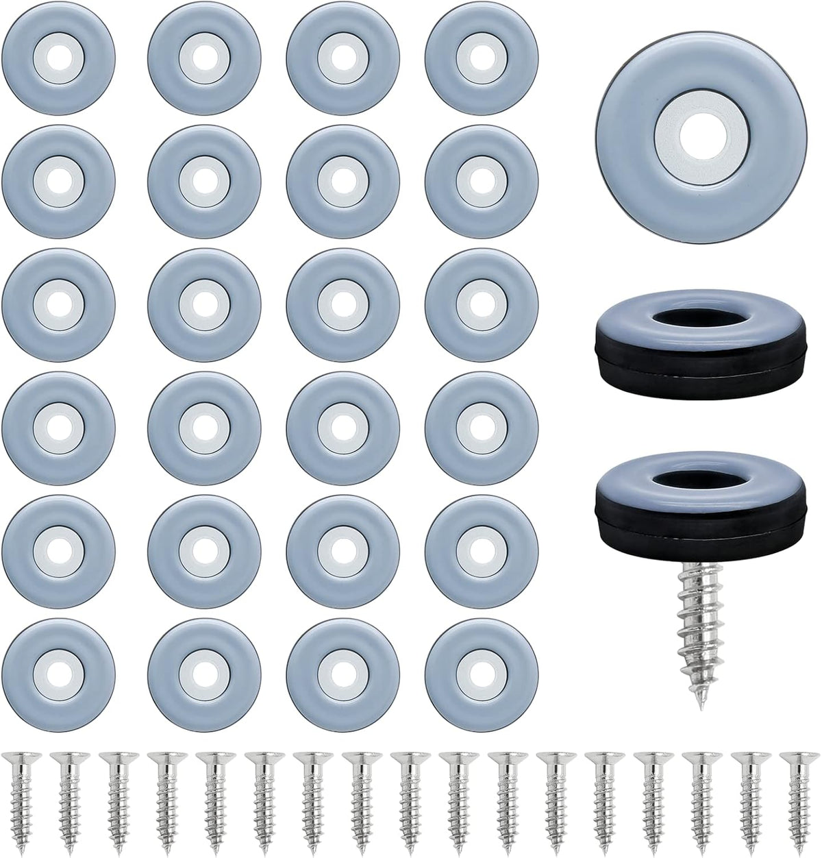 24pcs 1" (25mm) Screw on Furniture Sliders, Teflon Chair Leg Slides, Round Furniture Glides with