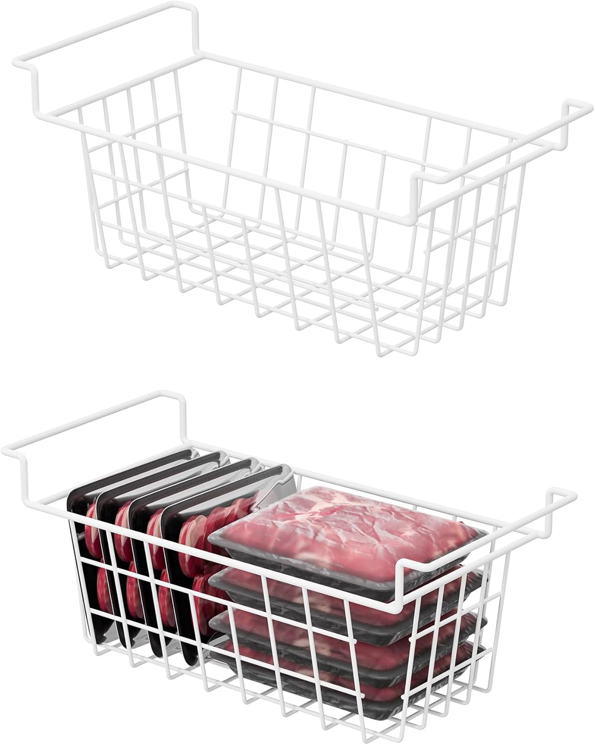 SANNO Chest Freezer Baskets, Deep Freezer Organizer Bins Sturdy Metal Wire Freezer Organizer for