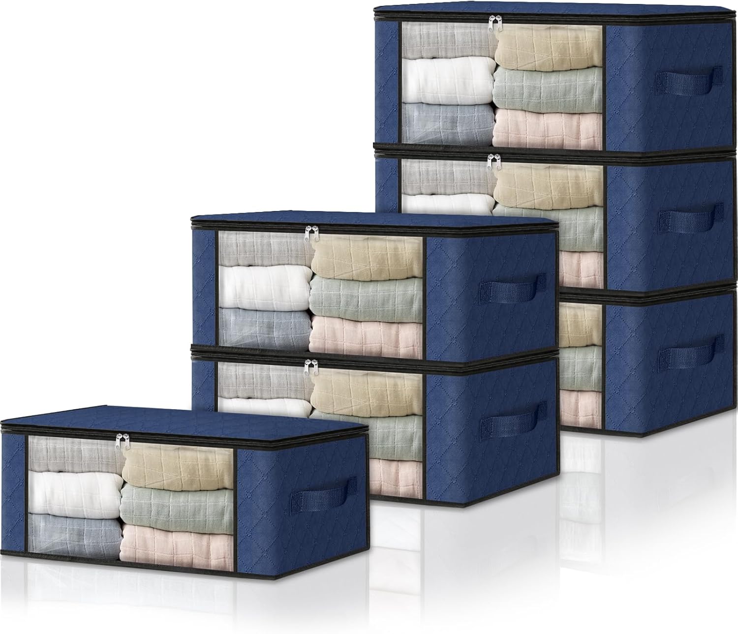 HomeHacks Storage 6-Pack Clothes Organizer Storage Bags Foldable Storage Box with Large Clear
