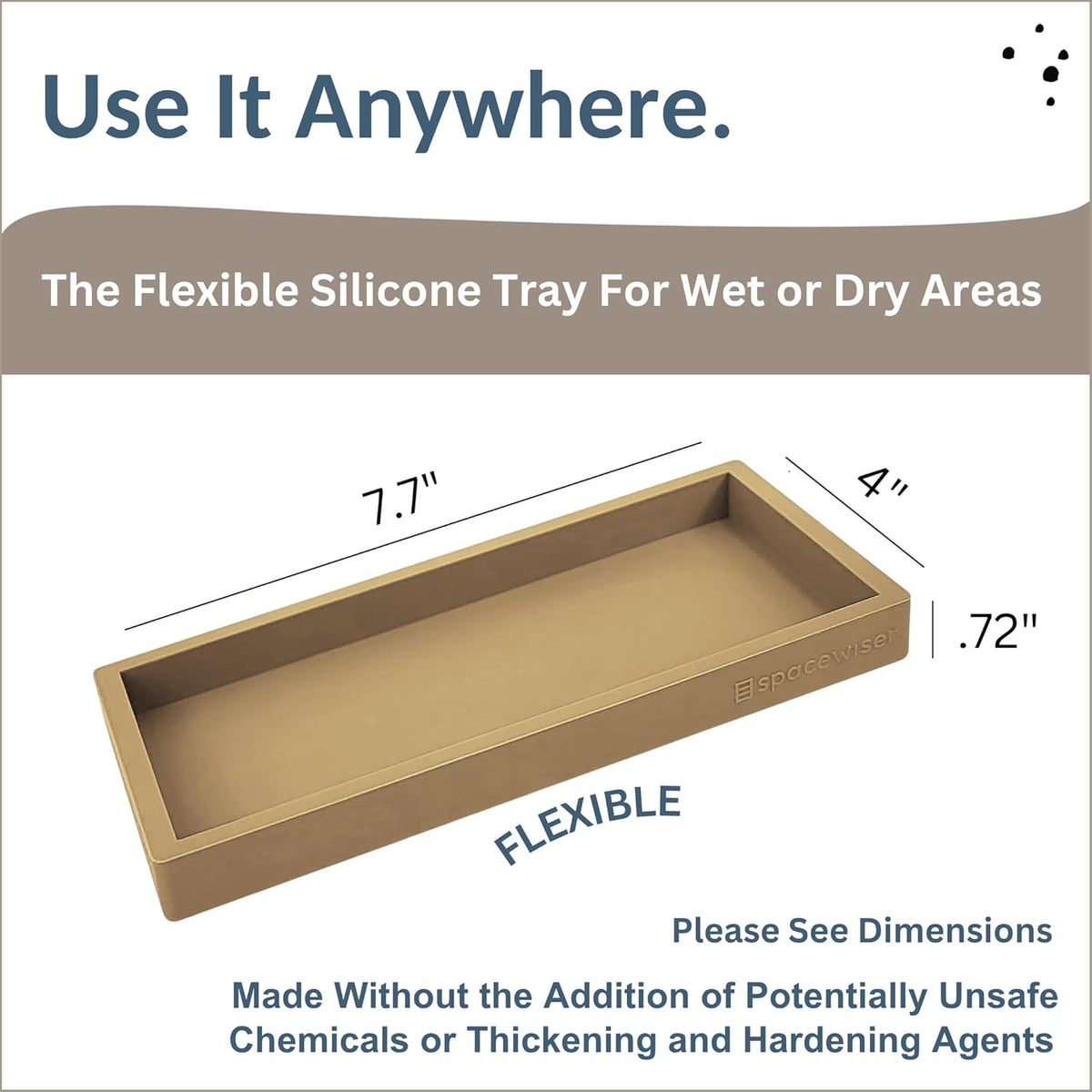 Countertop and Vanity Tray – Small 7.7" Silicone Soap Dispenser Trays, Flexible Bathroom Trays