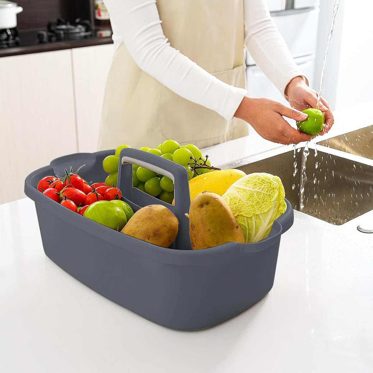 2 Pack Multi-Purpose Plastic Cleaning Caddy with Handle, Shower Caddy Organizer/Storage