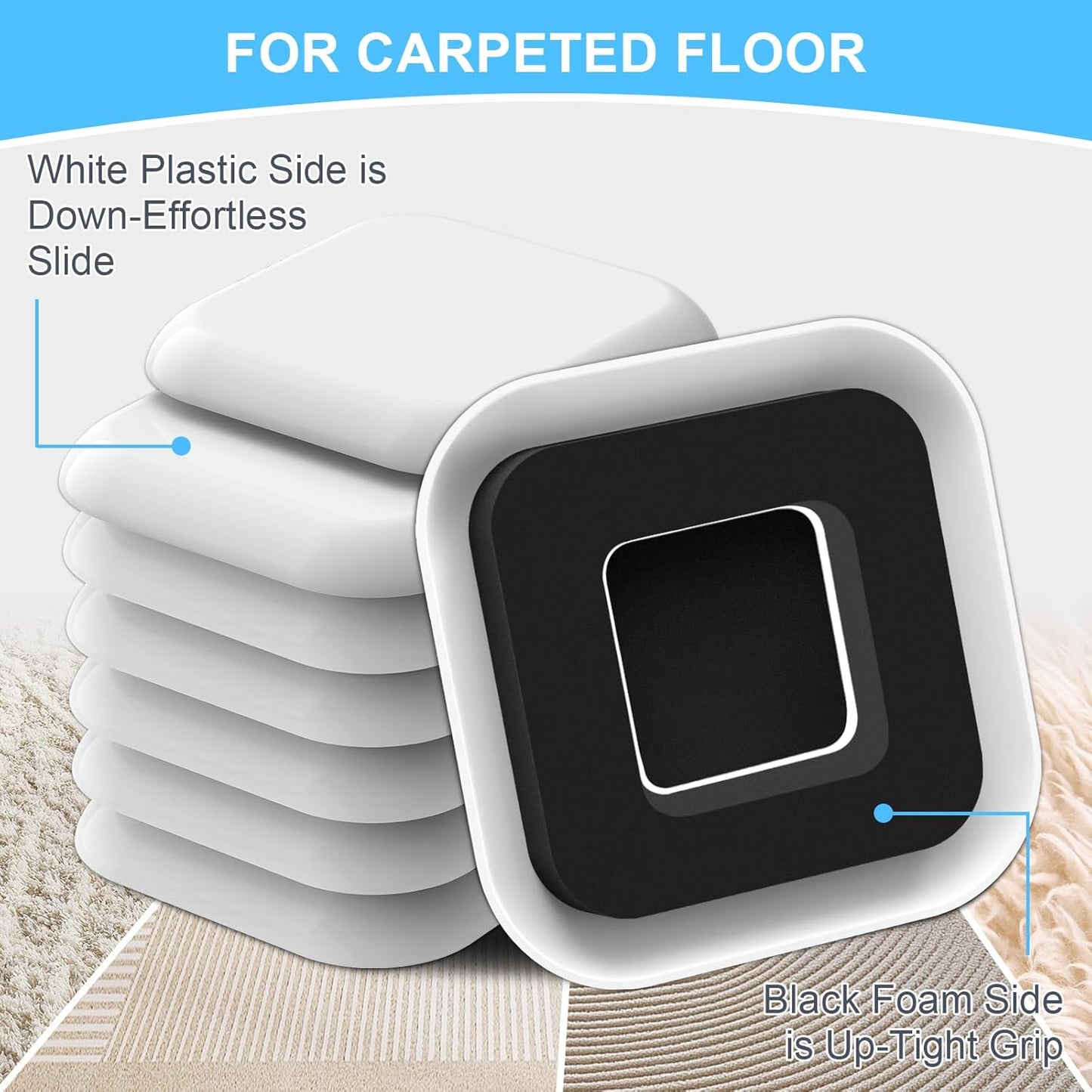 Upgrade Furniture Sliders, Furniture Sliders for Carpets, 8 PCS 4.3" Moving Pads with Anti-Slip