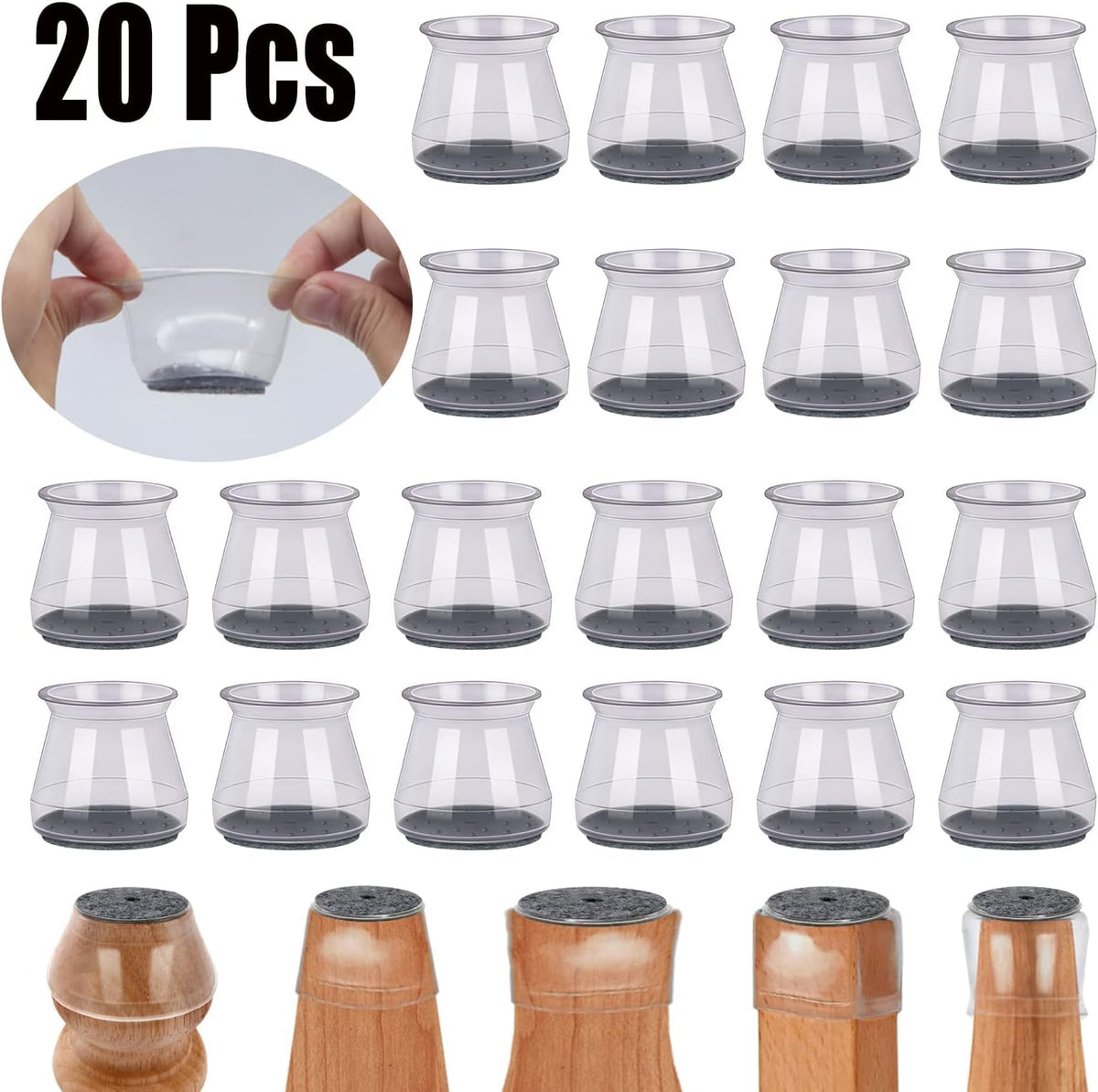 BUMACO Chair Leg Floor Protectors Chair Leg Protectors for Hardwood Floors Silicone Pads Covers to