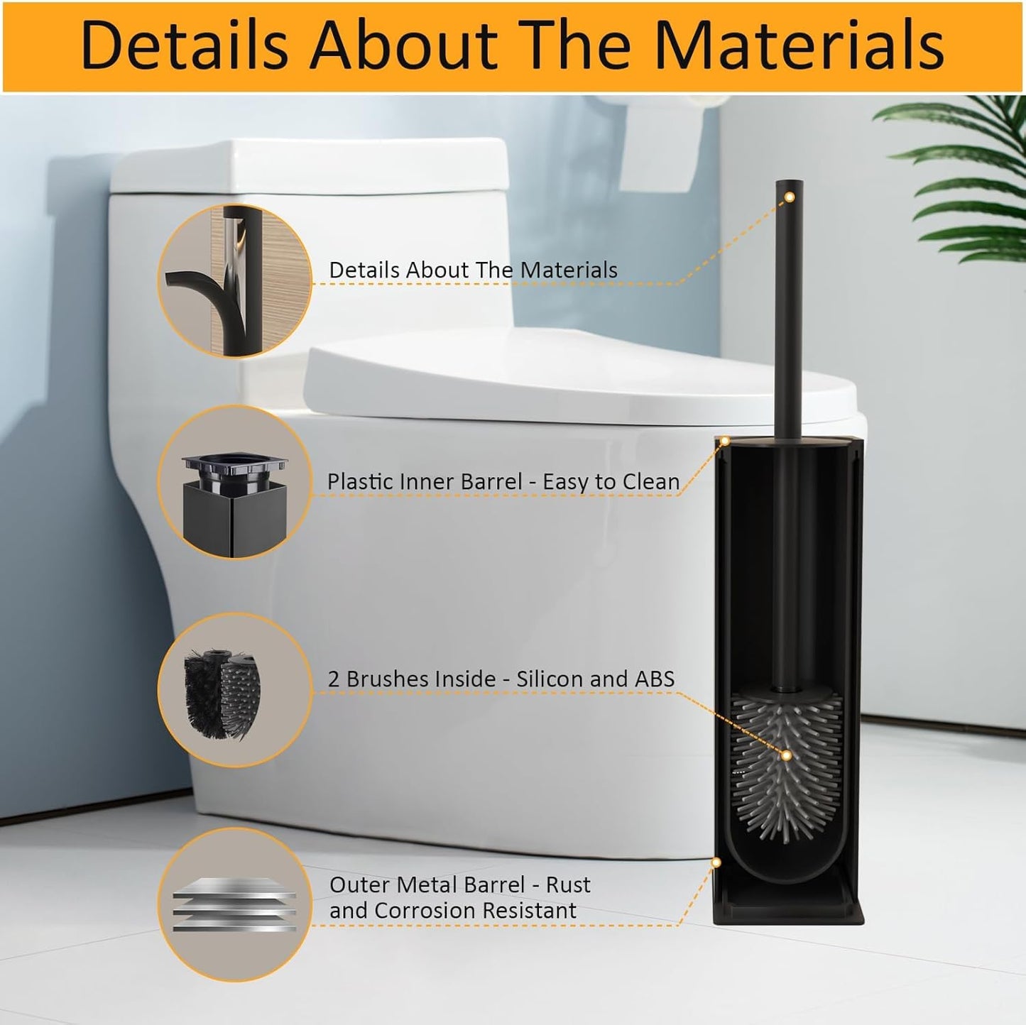 BGL Toilet Brush and Holder Set 2 Packs Aluminium Free Standing, Bathroom Storage and Organization