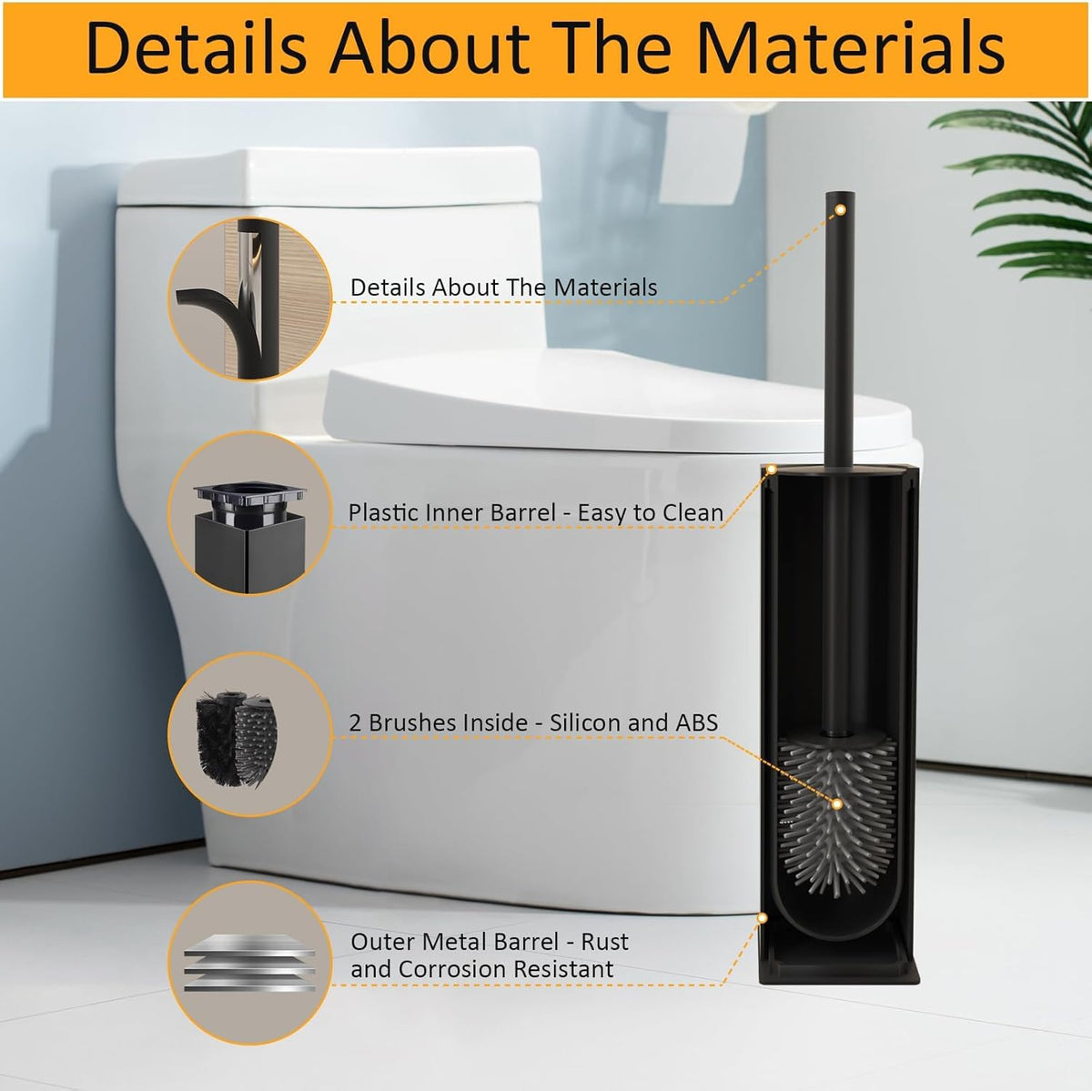 BGL Toilet Brush and Holder Set 2 Packs Aluminium Free Standing, Bathroom Storage and Organization