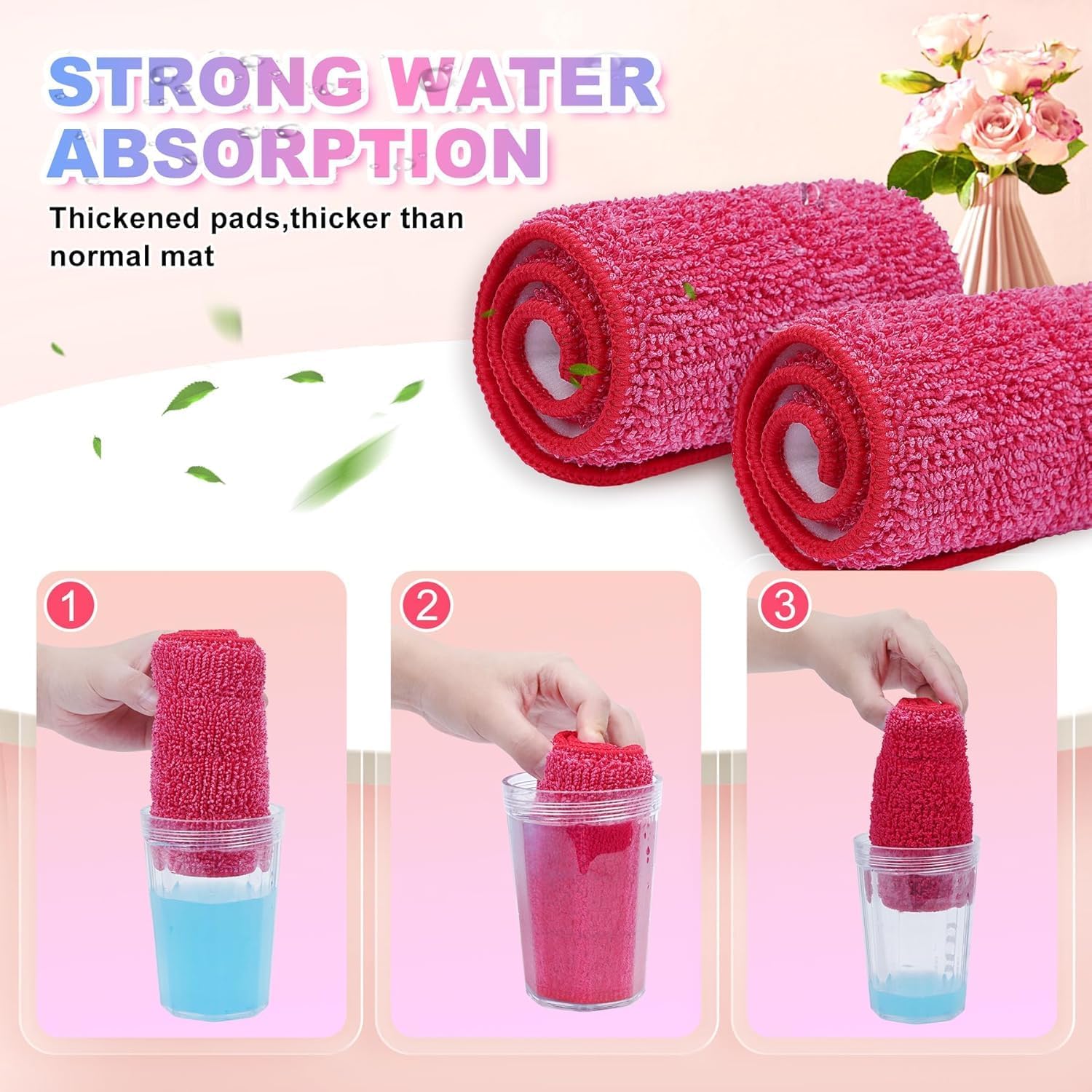 Replacement Microfiber Mop Pads Reusable Compatible with Reveal Spray Mop with Washable Pads, 16.5"
