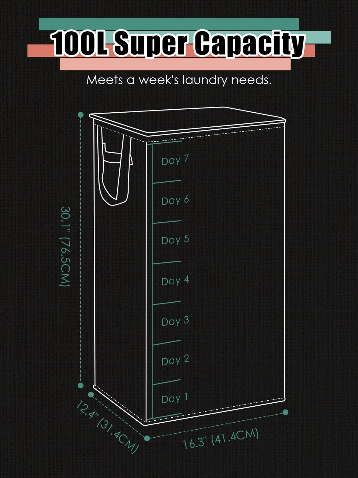 WTREE Laundry Hamper with Lid, Reinforced Sturdy Clothes Hamper with Anti-Puncture Base, Large