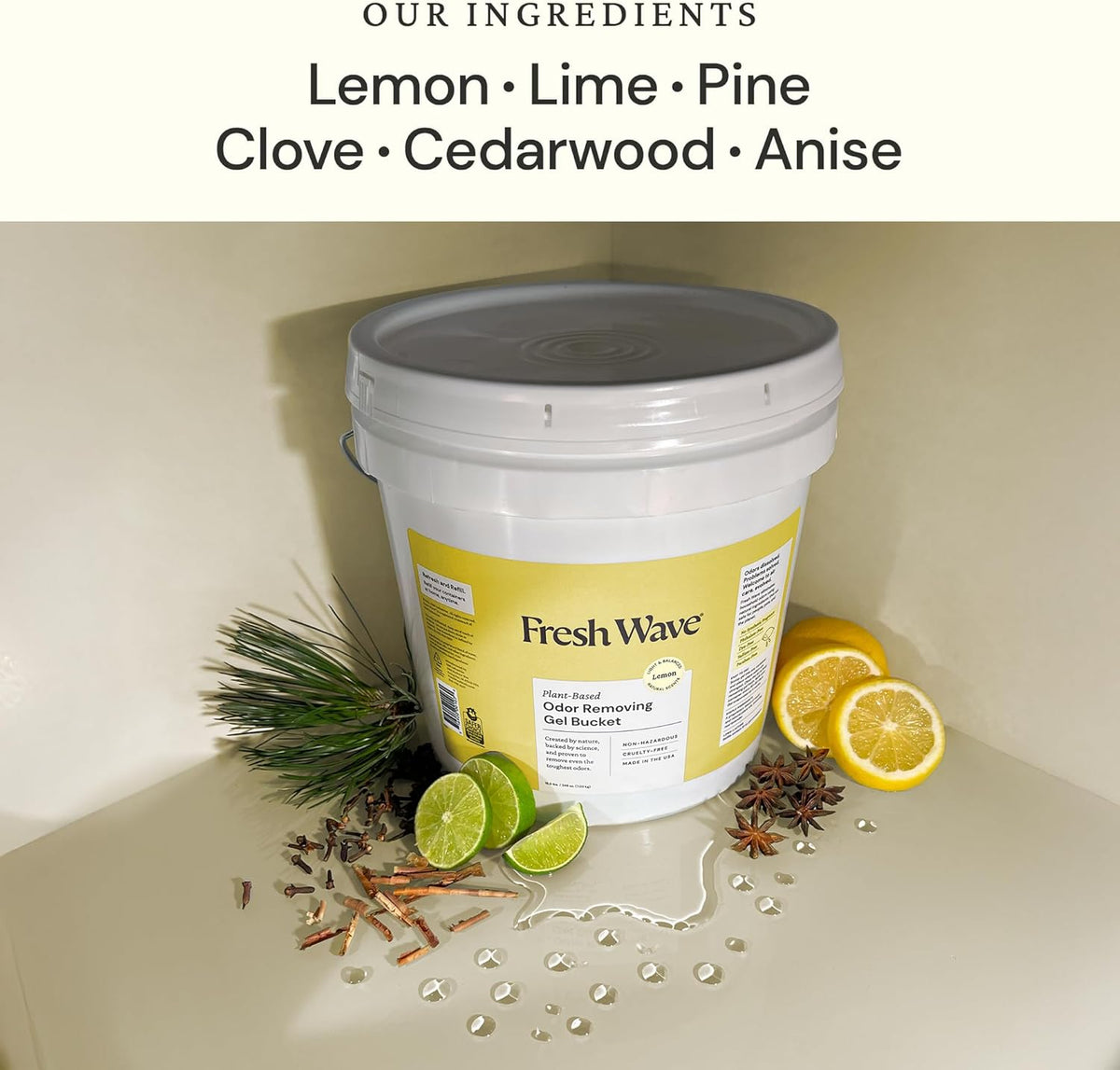 Fresh Wave Odor Removing Gel Bucket, 15.5 lb. (248 oz.) | Lemon Scent Refill | Odor Absorbers for