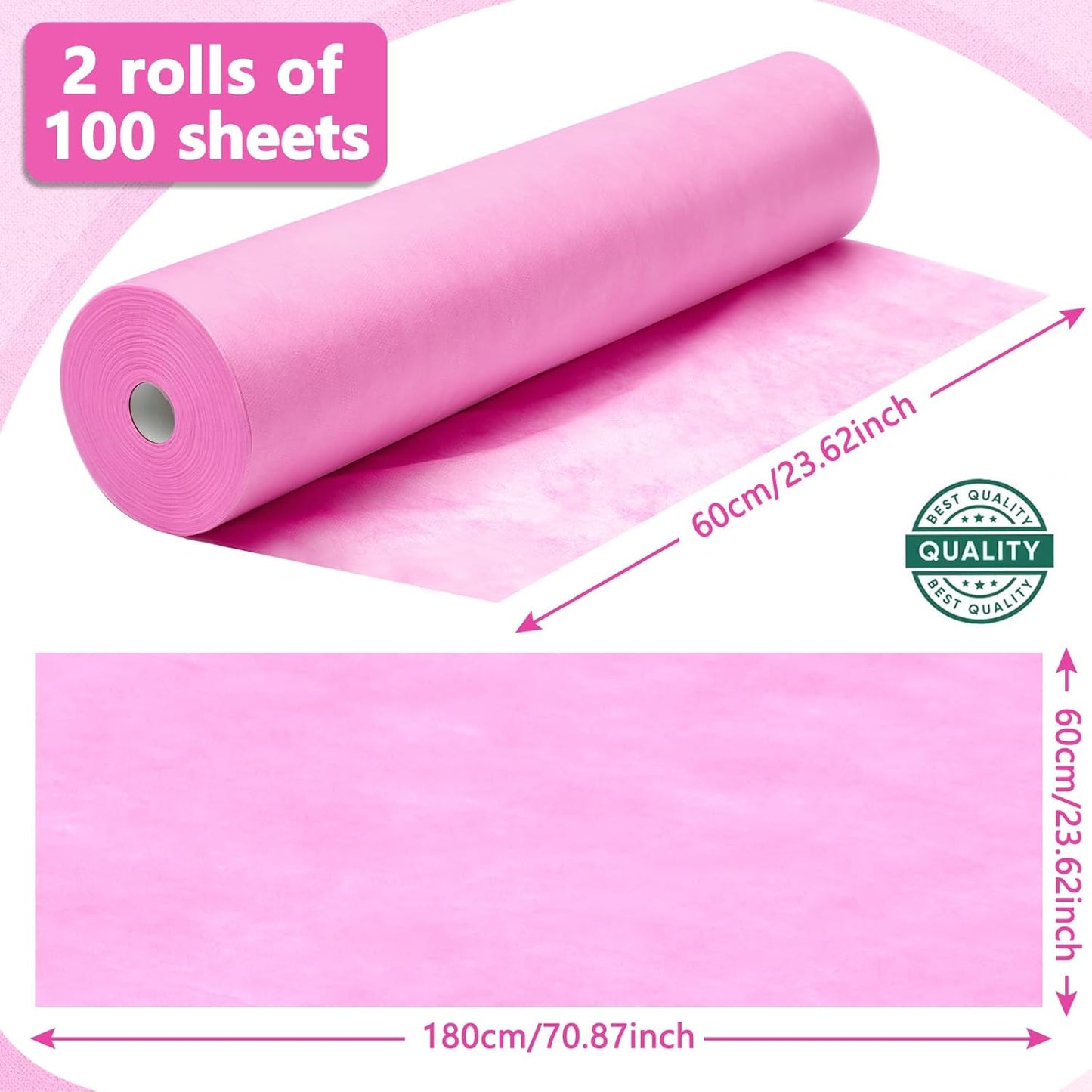 Tudomro 2 Roll Disposable Non Woven Bed Sheets 24 x 71 Inch Massage Table Paper Covers Non Woven