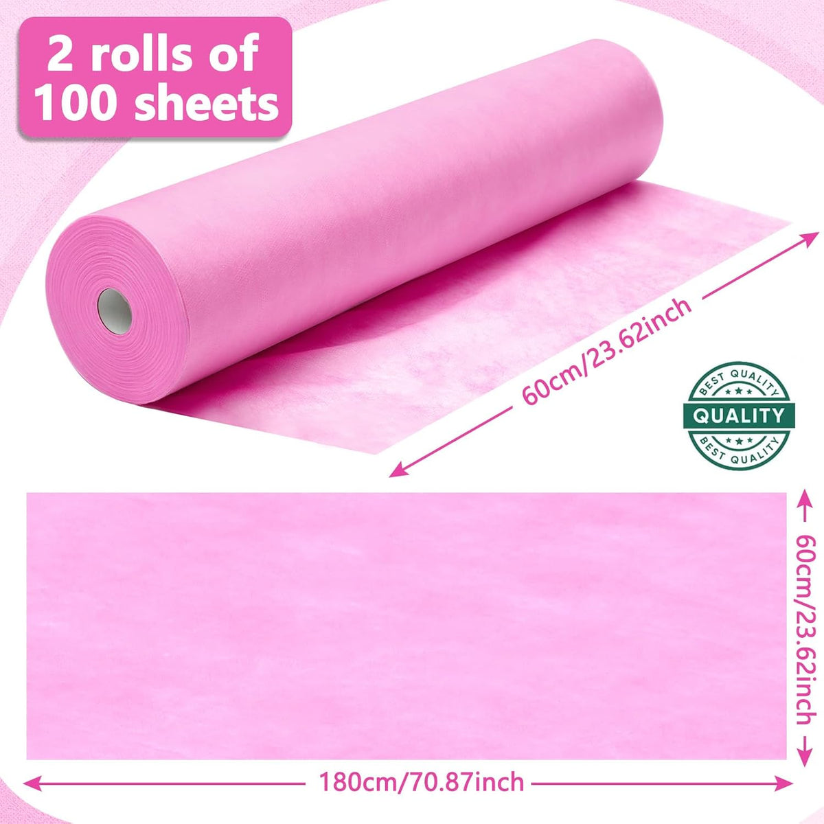 Tudomro 2 Roll Disposable Non Woven Bed Sheets 24 x 71 Inch Massage Table Paper Covers Non Woven
