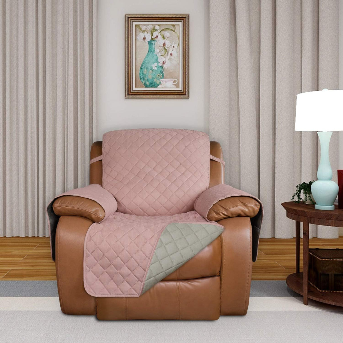 PureFit Reversible Quilted Sofa Cover, Water Resistant Slipcover Furniture Protector, Washable