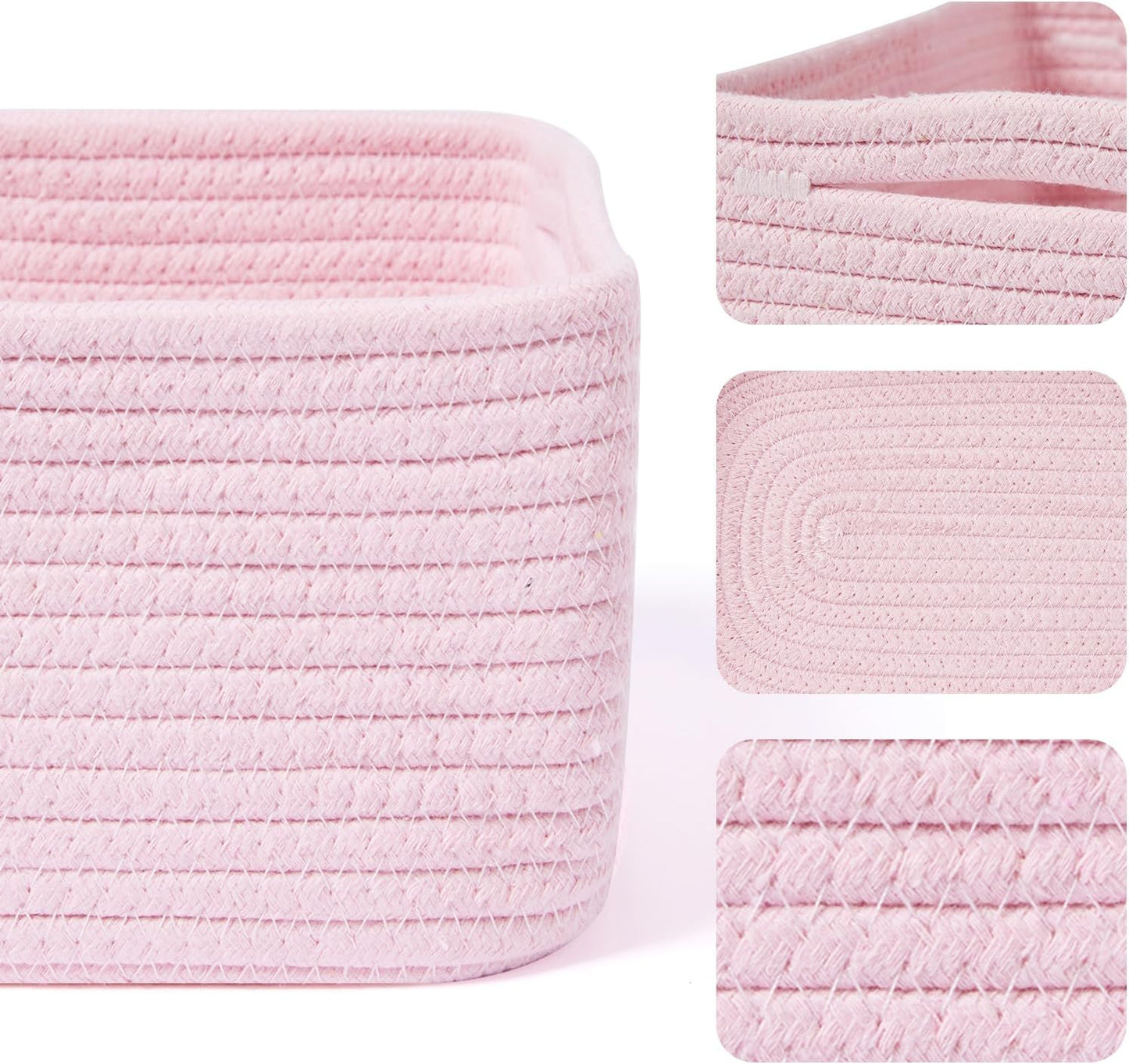 Small Storage Baskets for Organizing | Closet Organizer Bins | Shelf Toy Basket | Woven Rope
