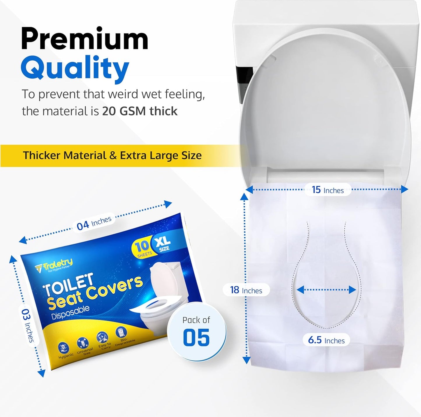 Toilet Seat Covers Disposable Flushable Travel Pack of 100 XL-Disposable Toilet Seat