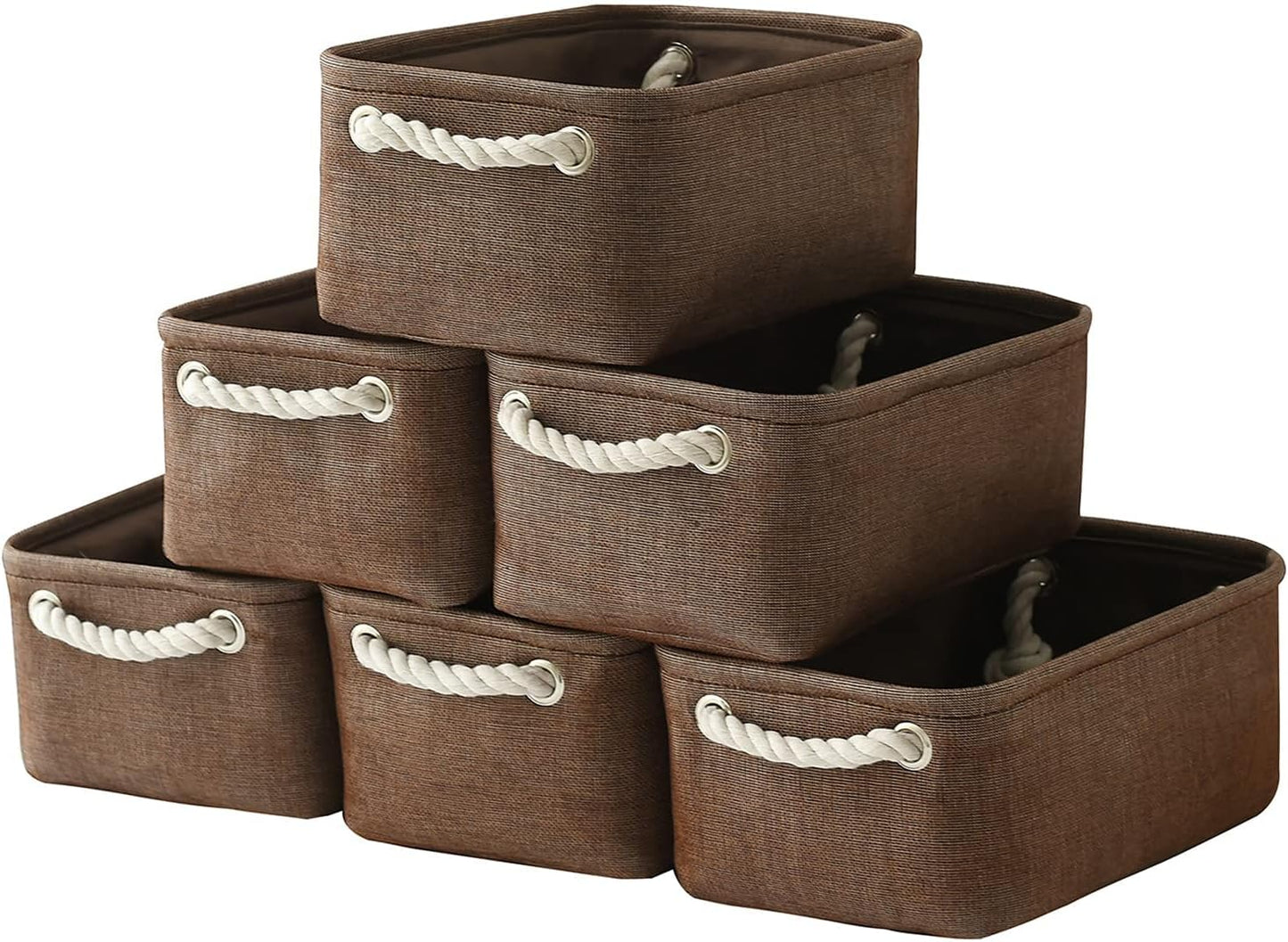 TheWarmHome Storage Basket for Organizing - 12x8x5 inch Small 6 Pack Collapsible Storage Bin for