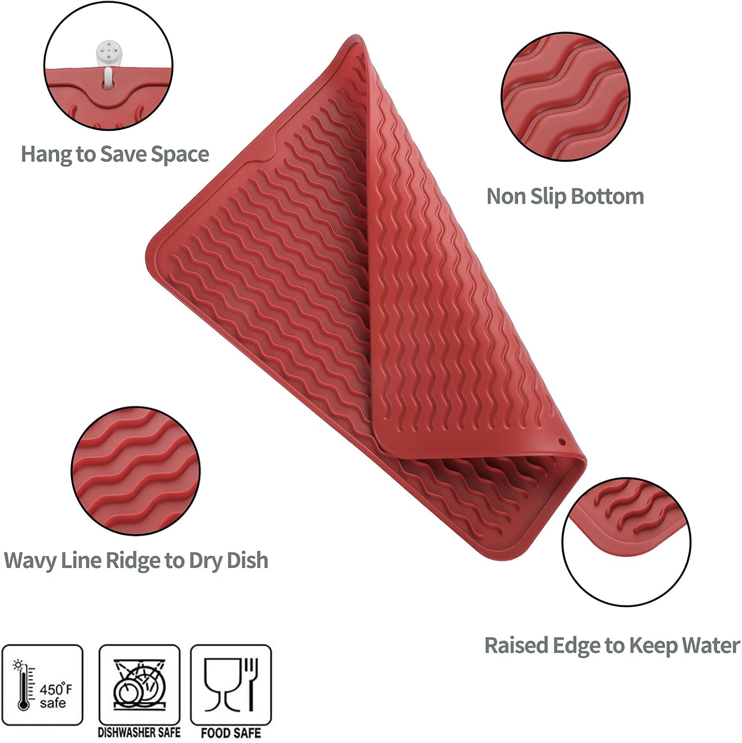 Silicone Dish Drying Mat for Multiple Usage,Easy clean,Eco-friendly,Heat-resistant Silicone Mat for