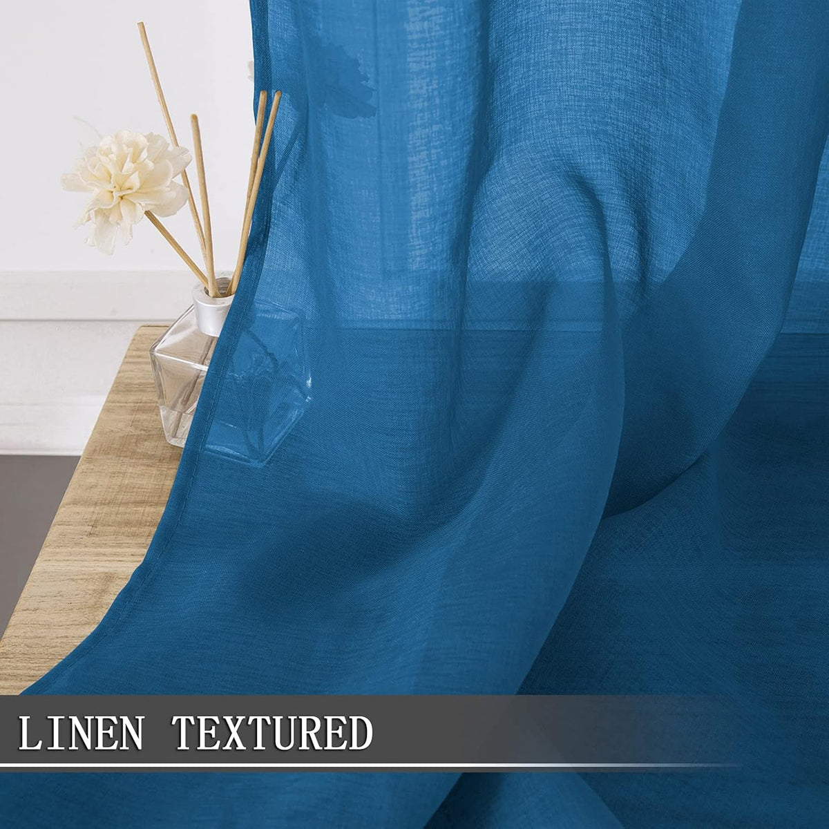 Tollpiz Sheer Curtain Linen Textured Living Room Curtains Sheer Light Filtering Rod Pocket Voile