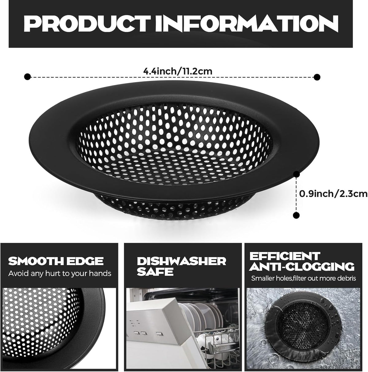 Retisee 2 Pcs Sink Strainer Stainless Steel Kitchen Sink Drain Strainer Basket Cover Mesh Hair Food