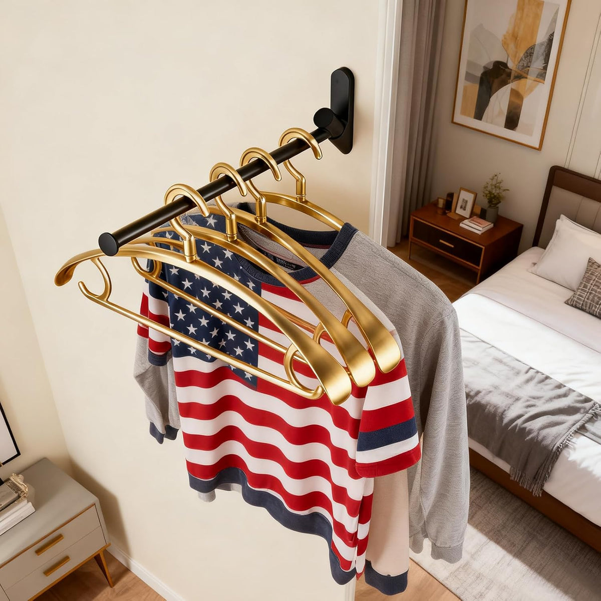 NEWRAIN Wall Mounted Drying Rack, Stainless Steel Folding Laundry Hanging Rack, Matte Black Swivel