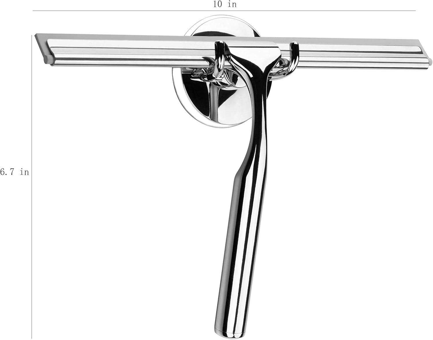 Ettori Shower Squeegee Clear Glass Wall Cleaner Stainless Steel with Suction Storage Hook -10''