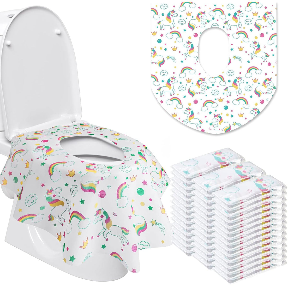 50 Packs Disposable Toilet Seat Covers Extra Large Individually Wrapped for Kids and Adults