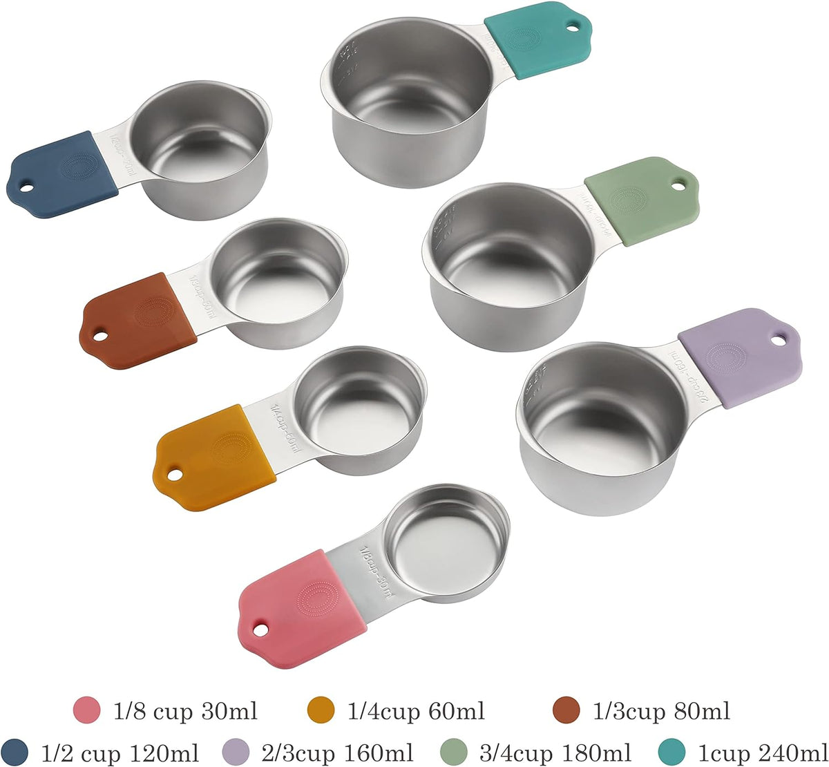 Magnetic Measuring Cups Set of 7 Stainless Steel Heavy Duty Measuring Cups for Dry & Liquid