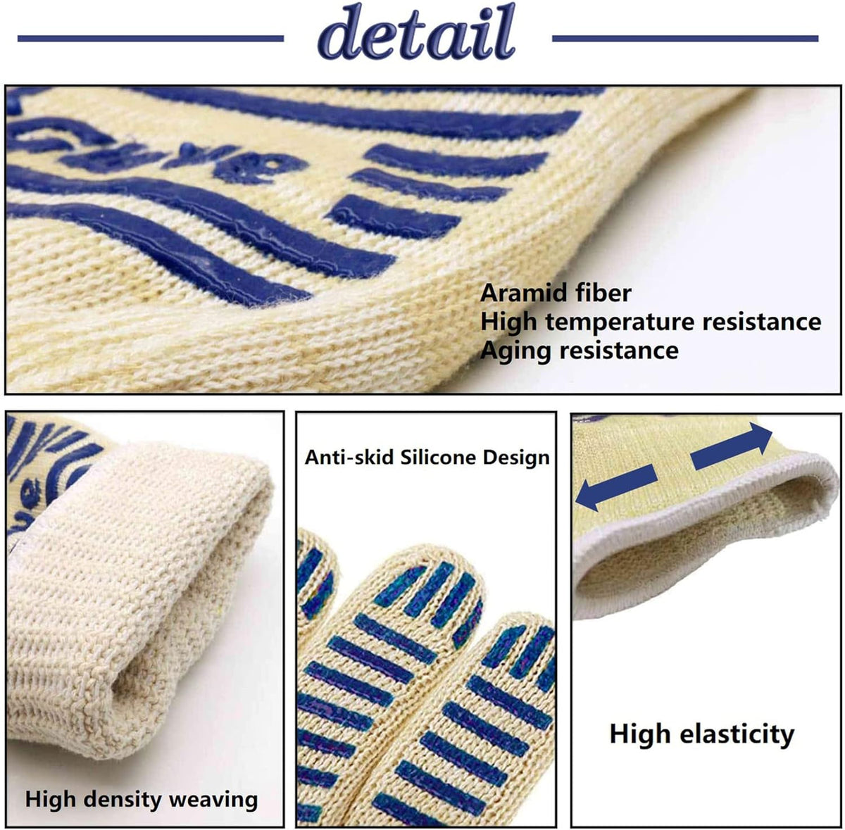 Oven Gloves, Heat Resistant 540 Degrees Grilling Gloves, Hot Surface Handler Non-Slip Silicone Oven