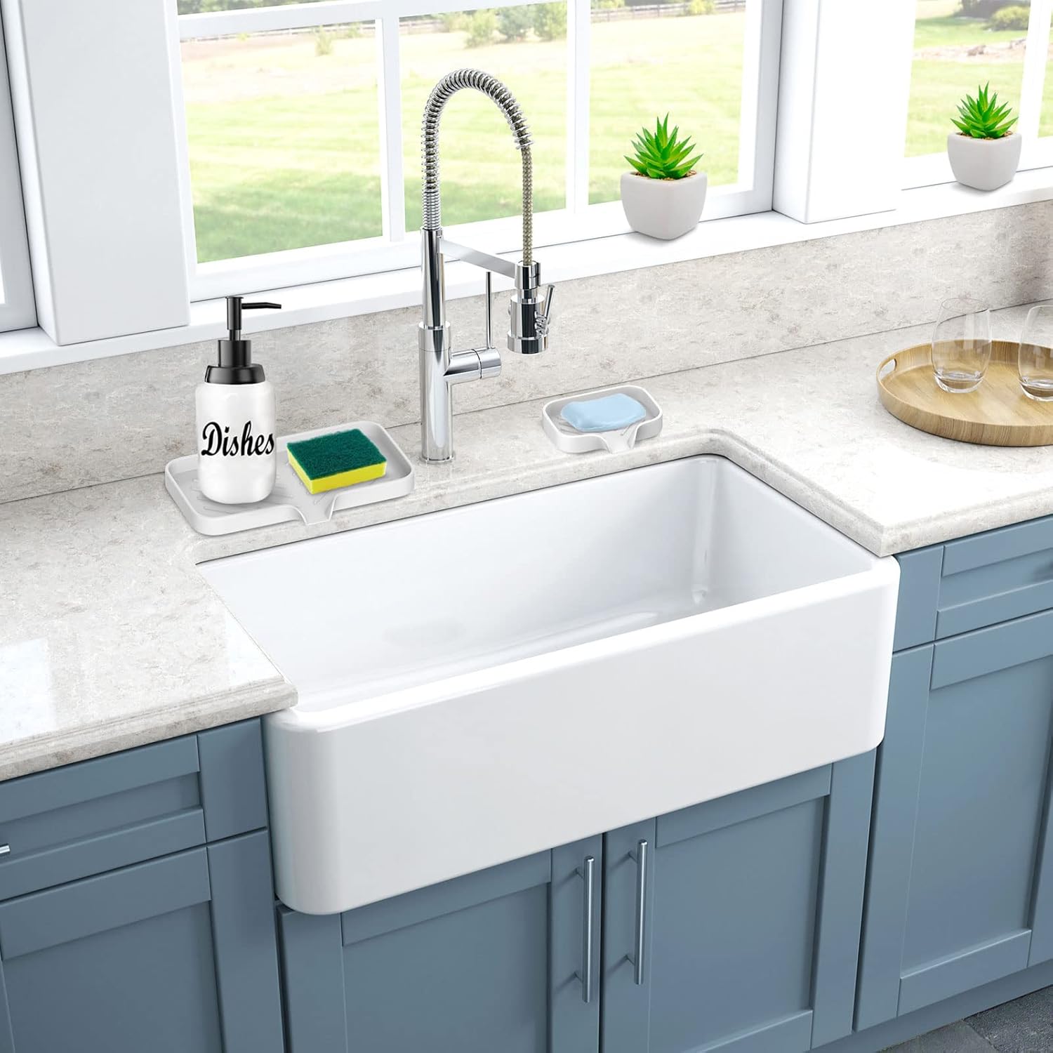 Kitchen Soap Tray,Kitchen Sink Tray Sponge Tray Kitchen Sponge Holder Self Draining Premium